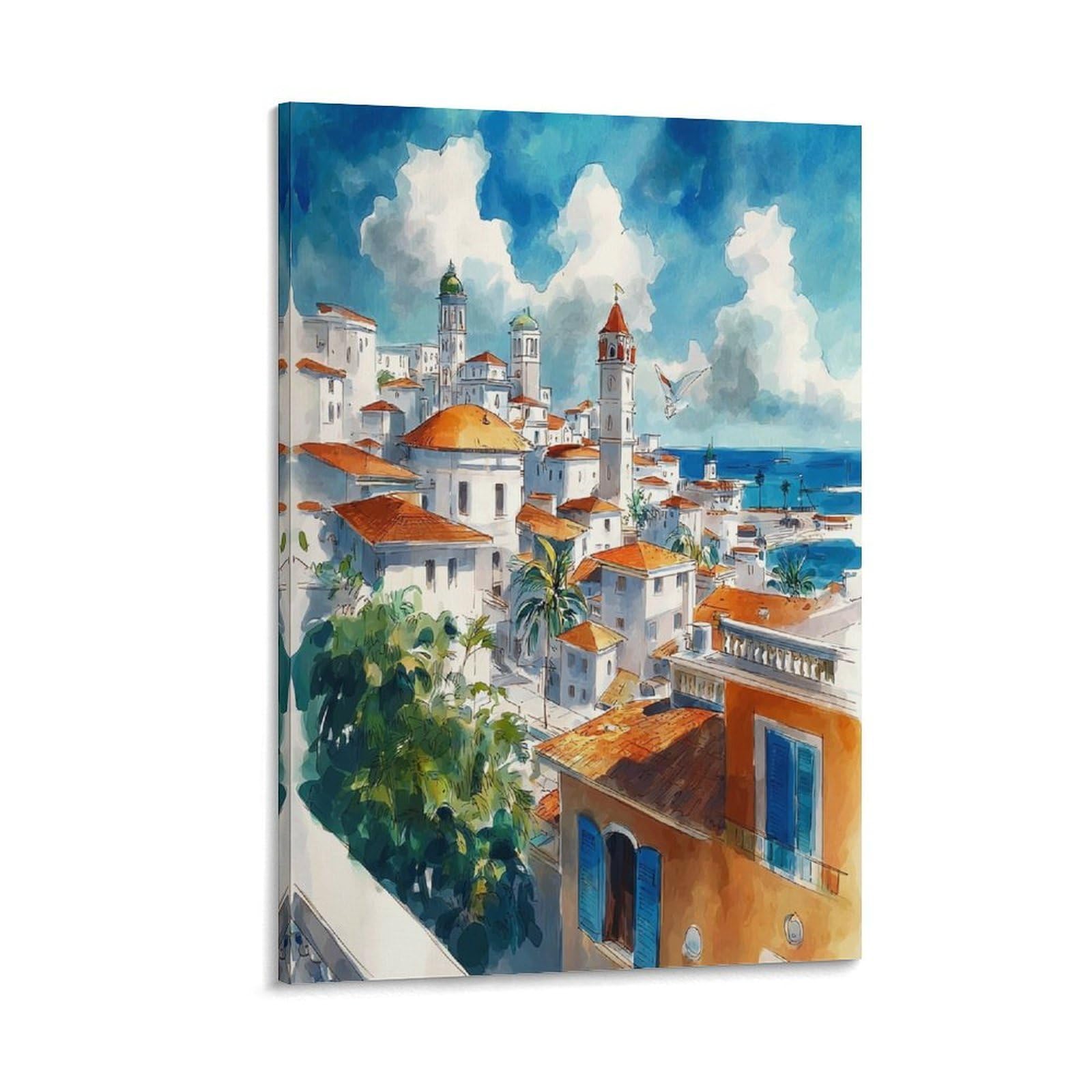 CNAHEIZ Veracruz Mexico 20x30inch(50x75cm) Vintage Travel Poster Watercolor Canvas Art