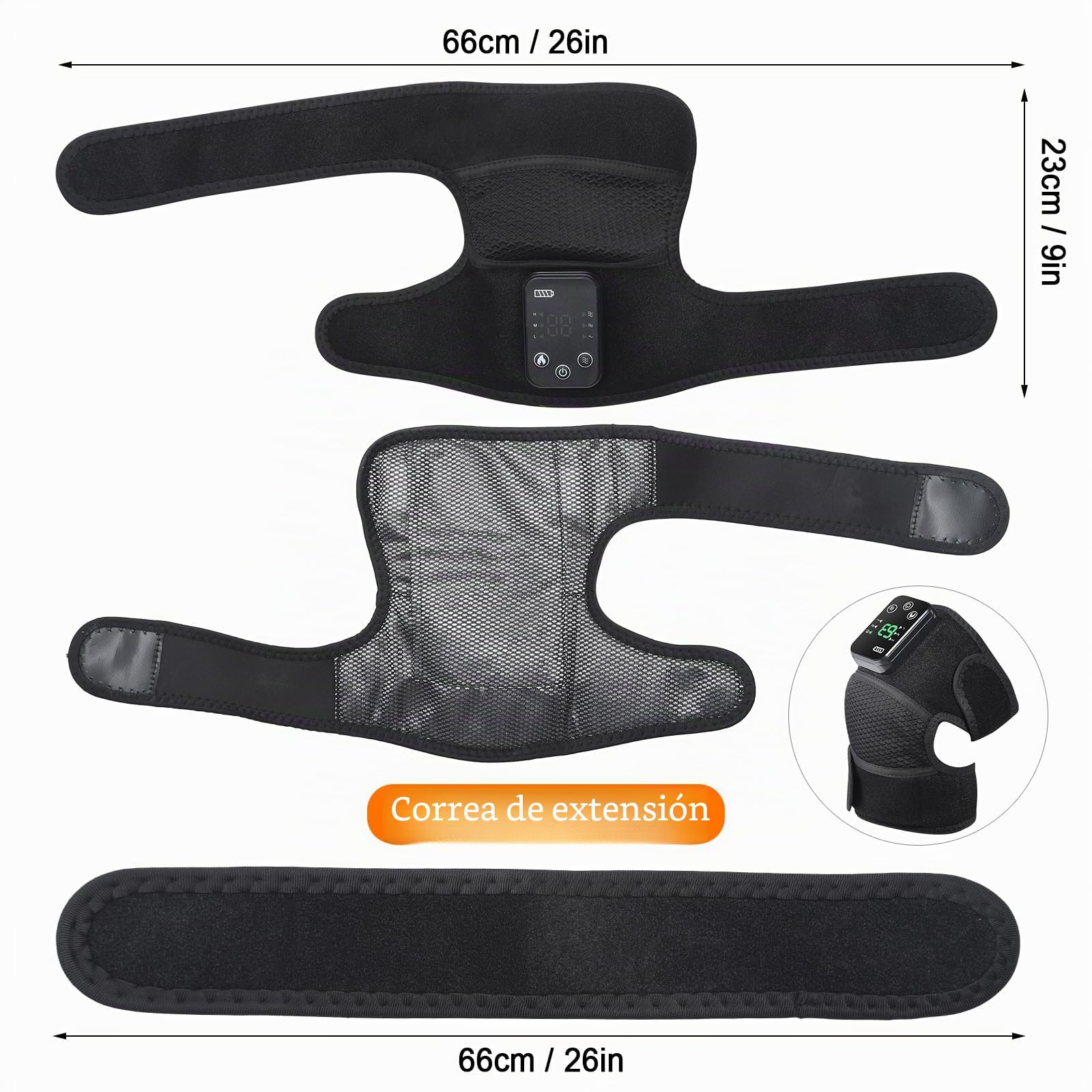 Masajeador de rodilla, inalámbrico con calefacción, soporte de calefacción recargable con infrarrojos y vibración para relajación de rodilla/codo/hombro