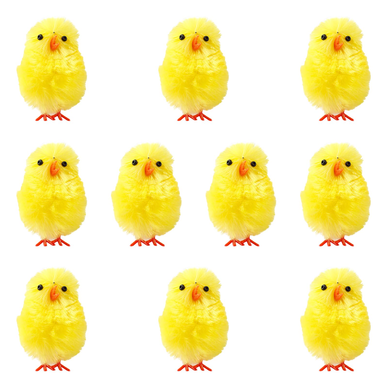 Oxxggkao 10Pcs 4CM Yellow Easter Chick Ornament Plush Polyester Chick for Art Craft Easter Basket Fillers and Holiday Decoration Celebratory Ornamentation