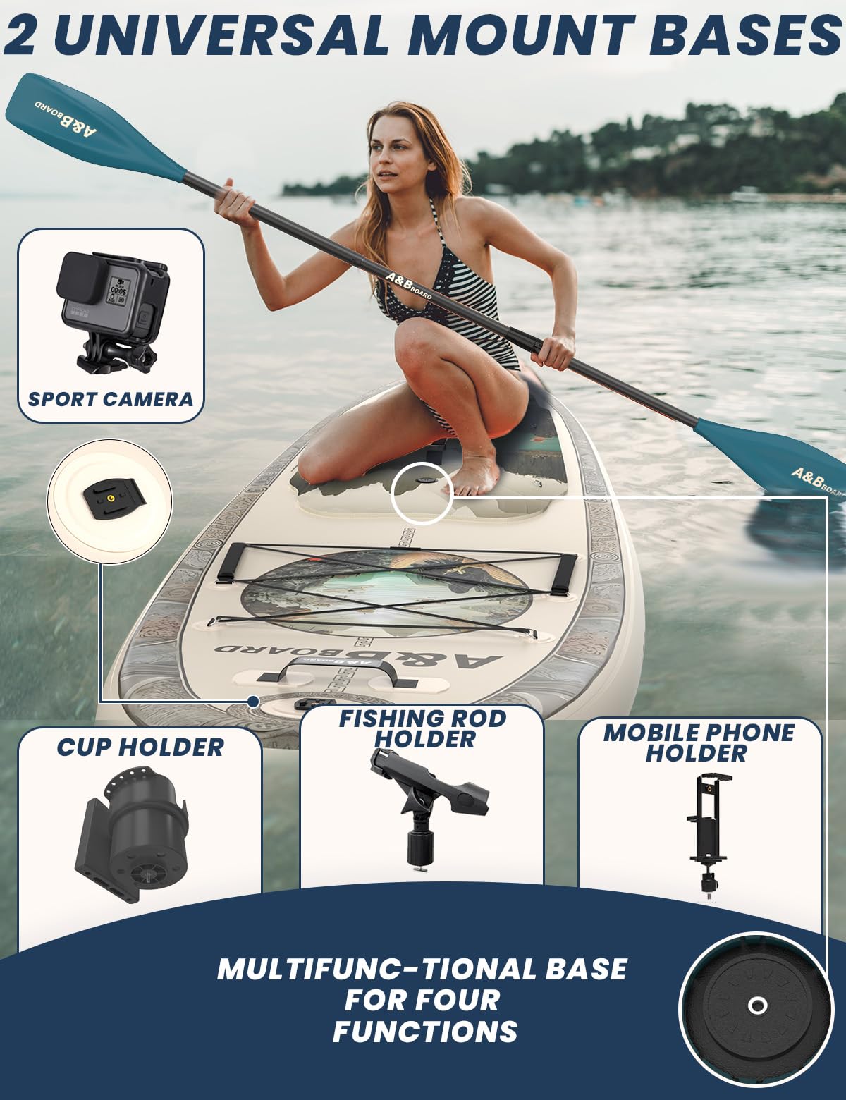 A&BBOARD Tabla Paddle Surf Hinchable 335 cm con Accesorios Premium Sup,Paddle Board Surf para 2 Personas Principiante
