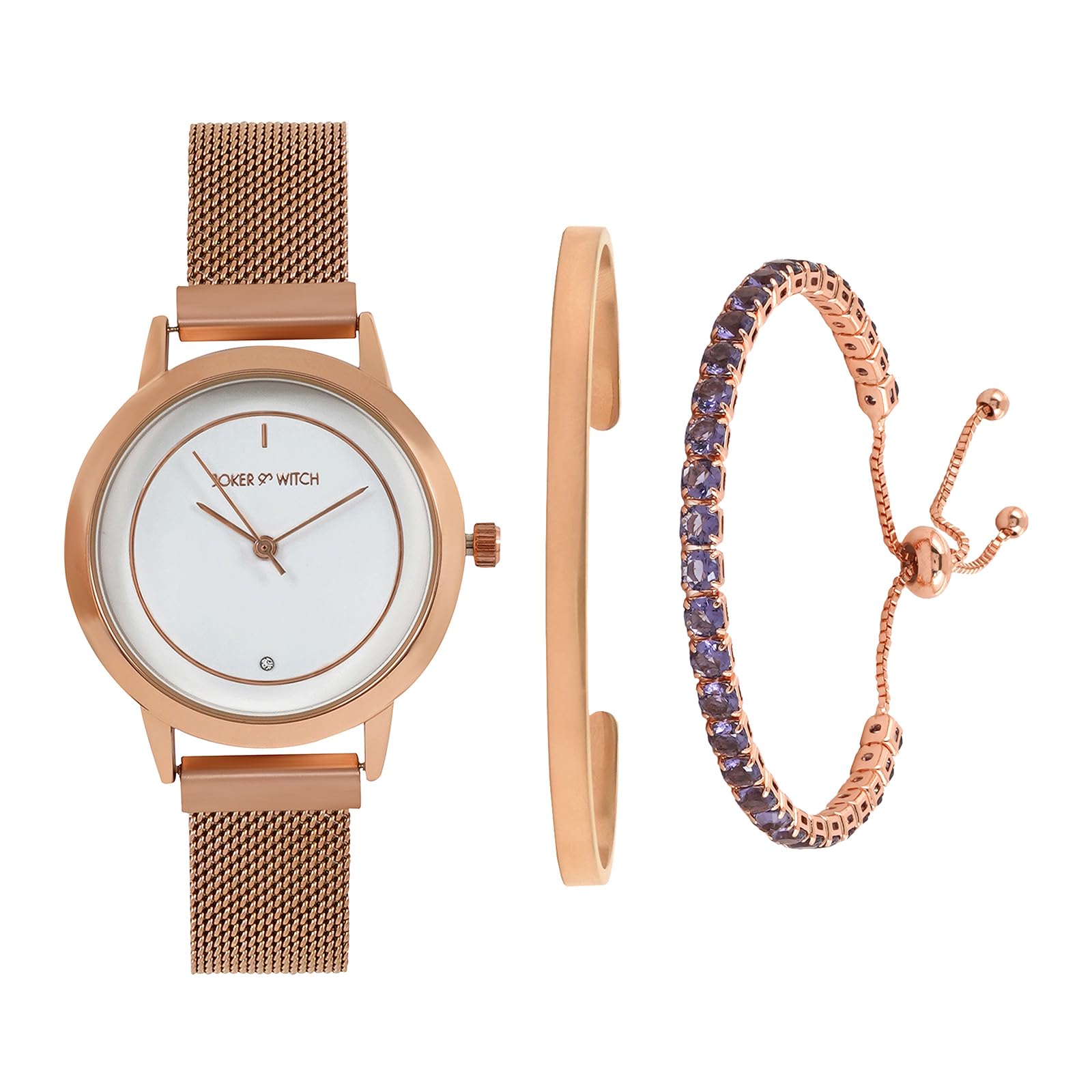 Joker & Witch Stainless Steel Women July Rosegold Analog Watch Bracelet Stack, White Dial, Rose Gold Band (B0C7L7GZ1Q) Amazon Price History, Amazon Price Tracker