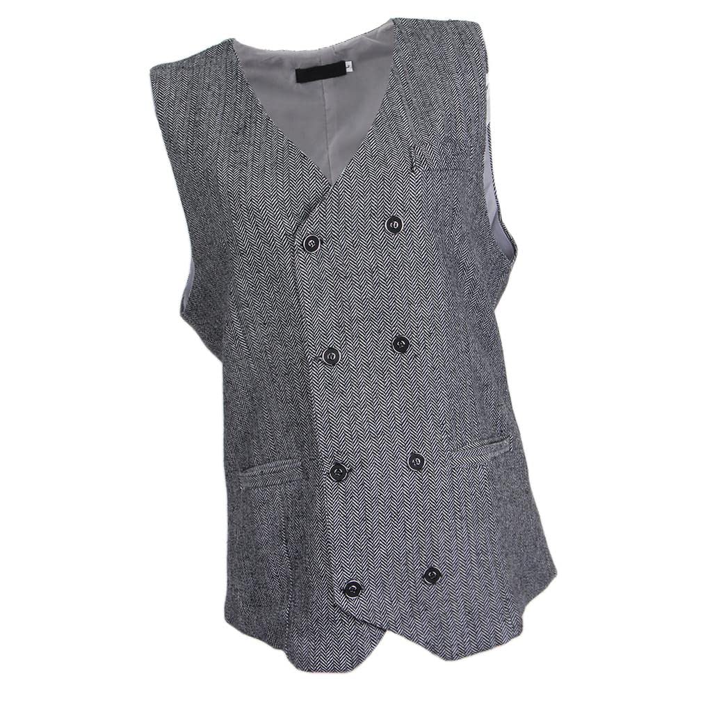 Mens Tweed Suit Vest Slim Fit Waistcoat Groom Formal Vest White Black 2XL | Clothing, Shoes & Accessories | Mens Clothing | Coats & Jackets-image-3