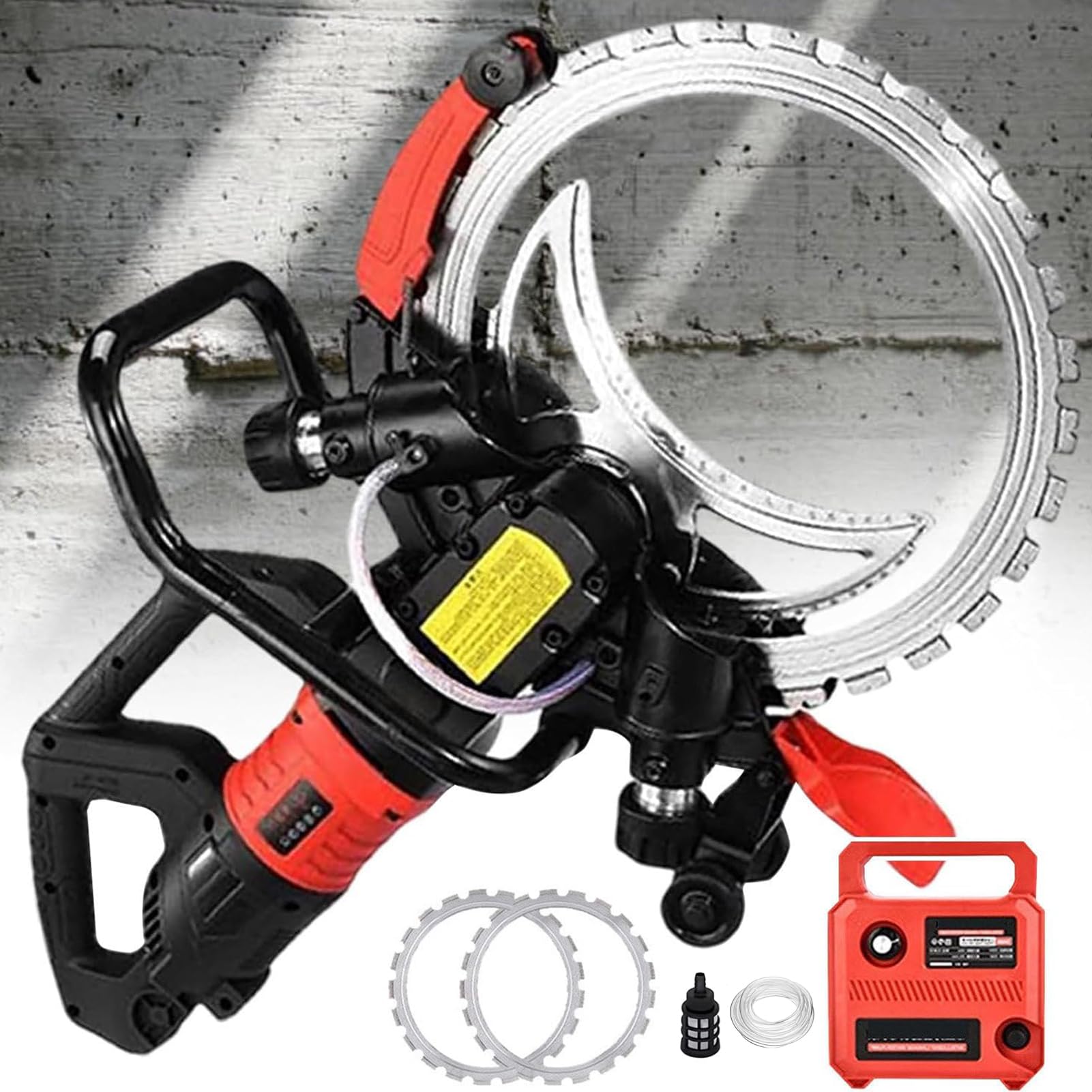 Sierra Cortadora de Hormigón Anillo 16", Sierra para Concreto 8980W/9500W 110V/220V, Sierras Húmeda Eléctrica con Discos, Corte 29cm, Sistema Húmedo Sin Polvo, para Ladrillo y Granito