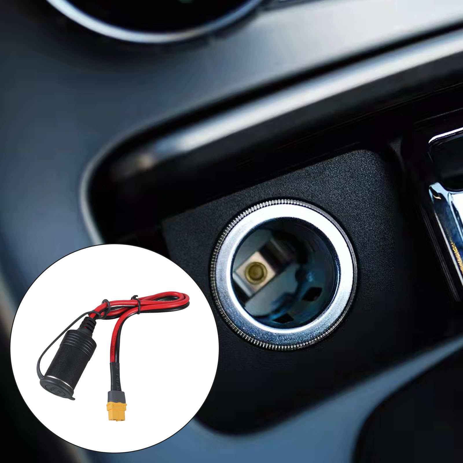 XT60 Female To Car Cigarette Lighter Adapter Socket Cable 30Amp With Dustproof Guard