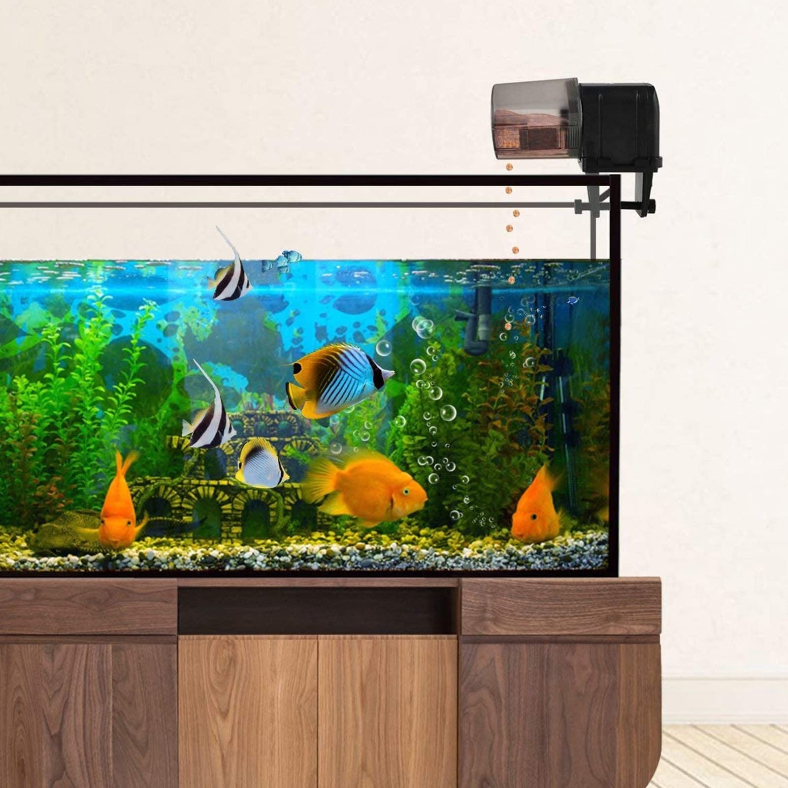 Alimentador Automático De Pescado, Dispensador De Comida para Peces con Pantalla LCD Y El Tiempo De Alimentación Configuración para Acuarios, Tanques De Tortugas Y Peceras