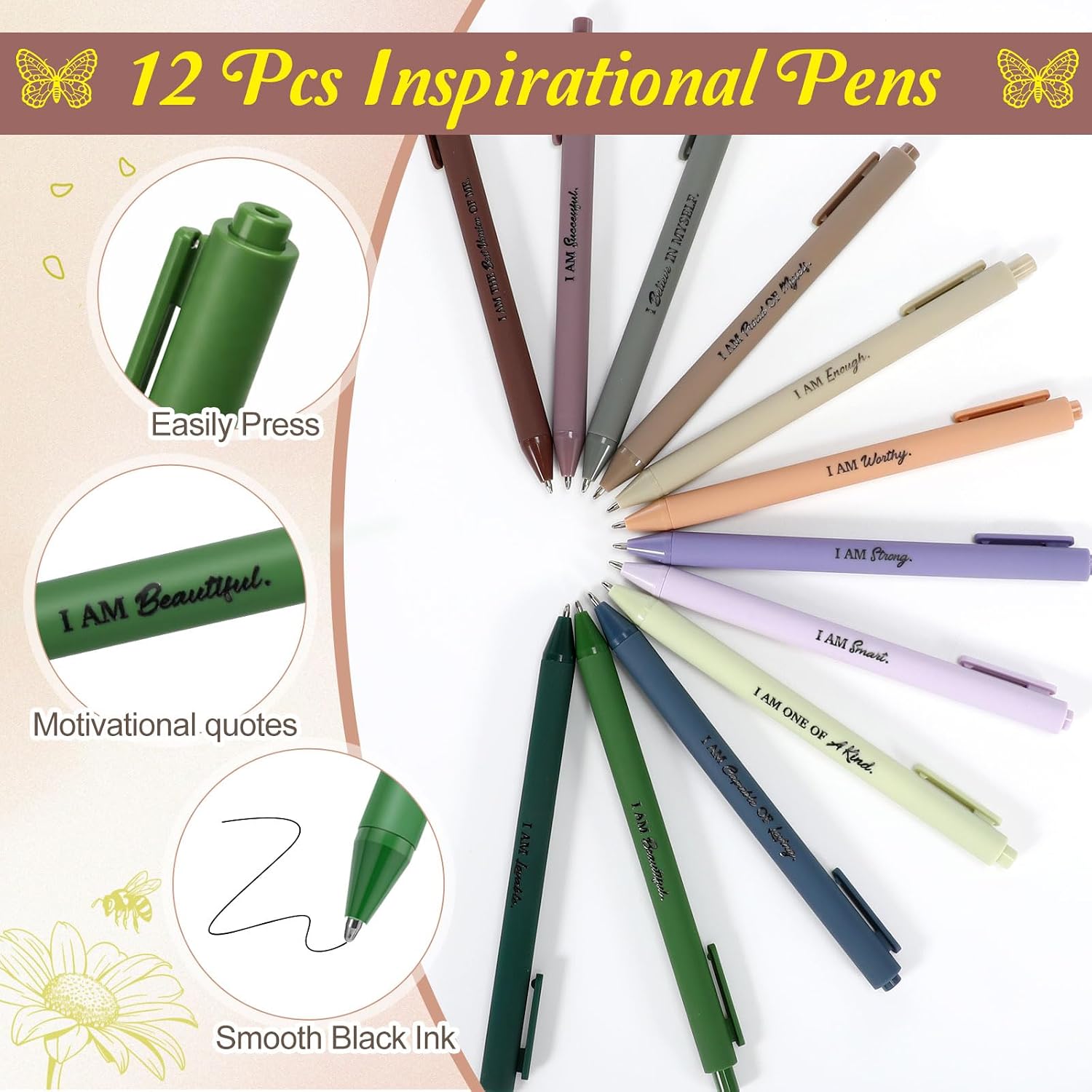 Mooliwe 24 Pcs Affirmation Notebooks Pens Bulk Gifts, Gratitude,Morandi image 3