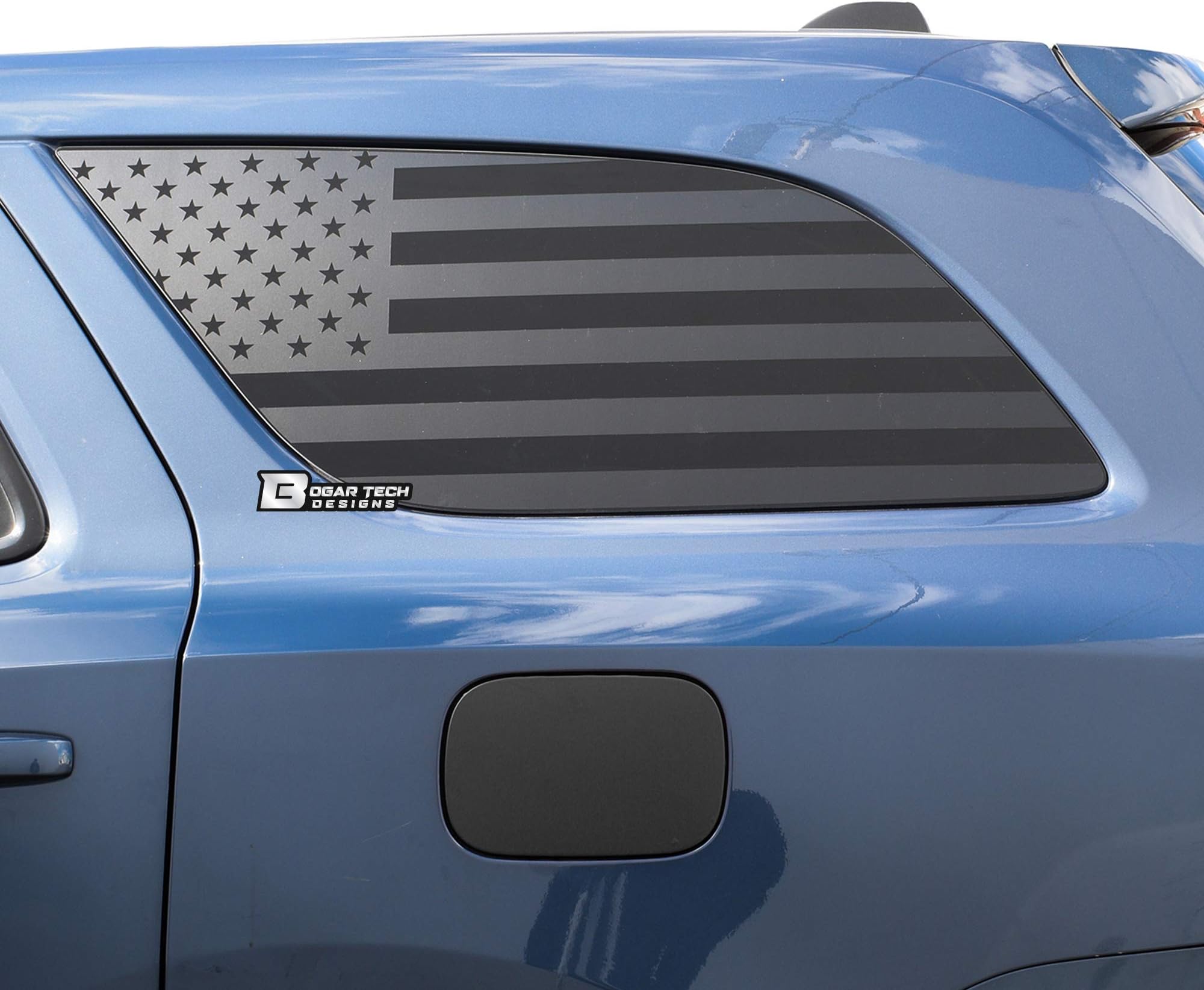 BOGAR TECH DESIGNS - Precut American Flag Rear Side Quarter Window Decals Compatible with Dodge Durango 2014-2022, Matte Black