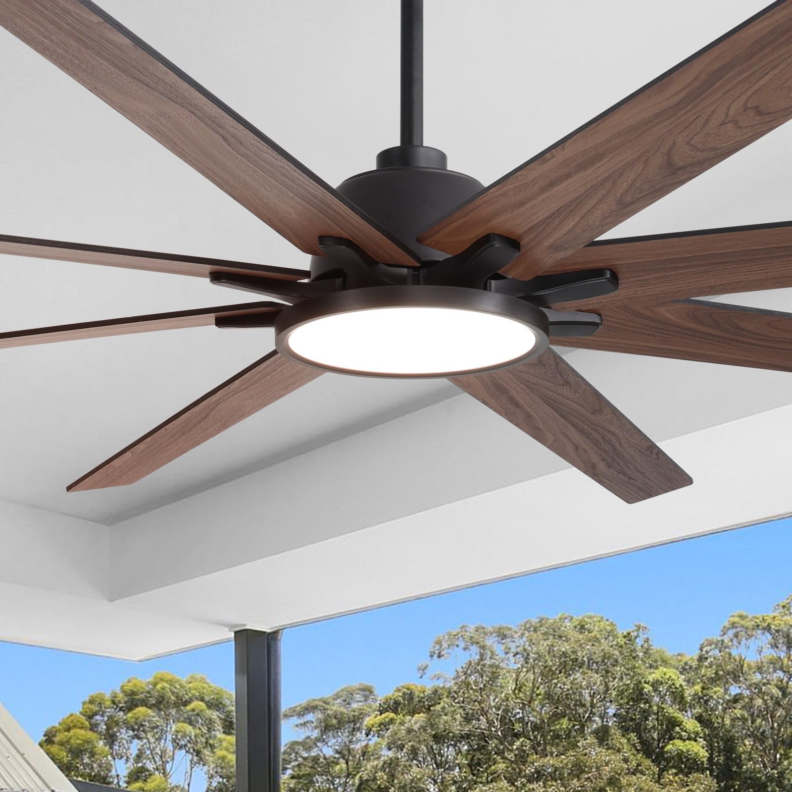 Photo 1 of ***UPDATED 5/31*** Nuoqiso 84 Inch Black Ceiling Fans with Lights, Reversible Quiet DC Motor, Modern Ceiling Fan with Light and Remote Control, Energy Efficient Indoor/Outdoor Use, Matte Black
