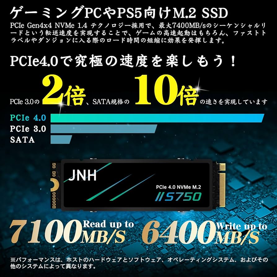 内蔵型SSD m.2 SSD 4TB HIKSEMI 4TB NVMe SSD PCIe Gen4×4 R:7,450MB/s W:6,500MB/s PS5