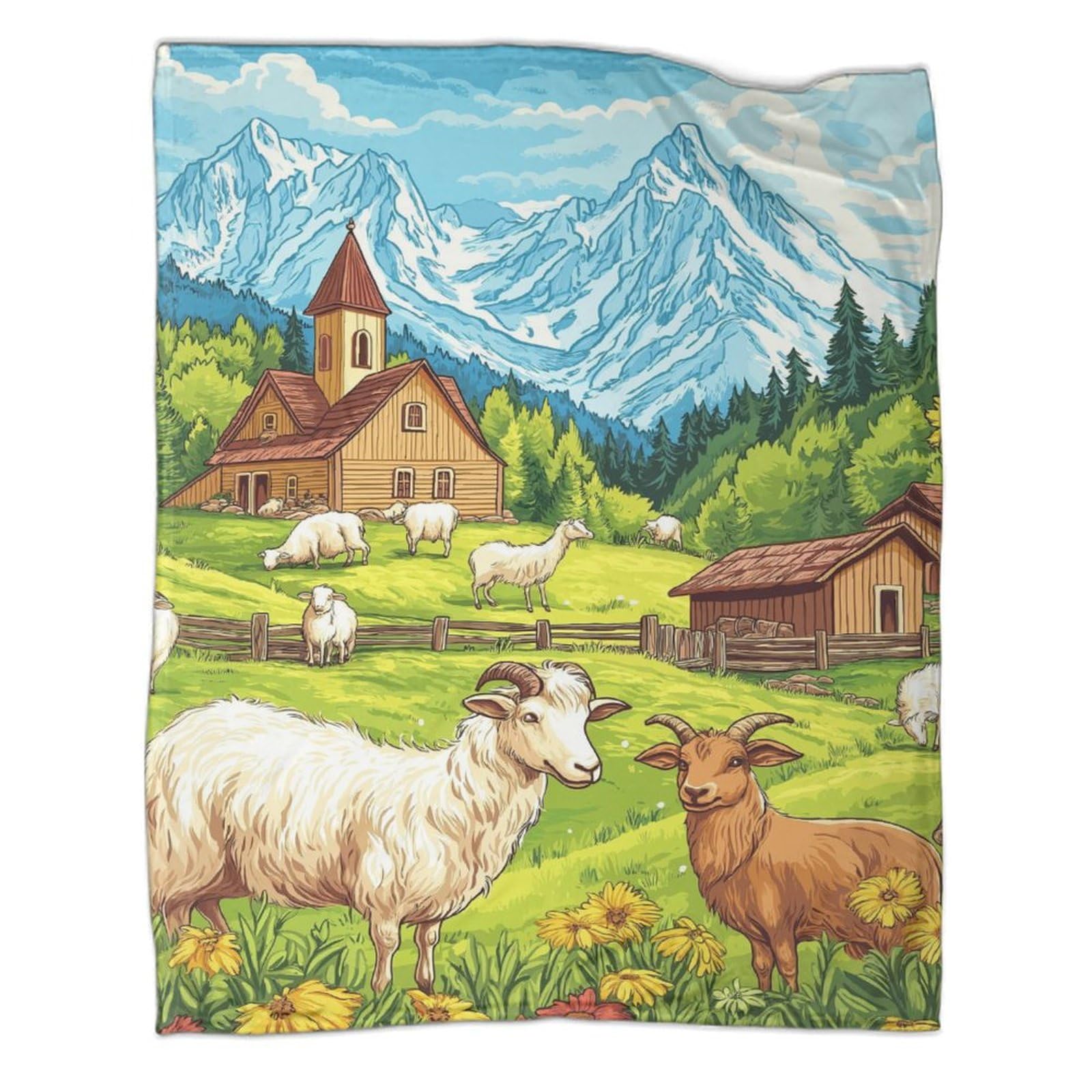 Couverture de voyage motif chèvre, l'idée cadeau plaid enfant et adulte