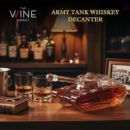 Miniatura 2 de Decantador de whisky Army Tank de The Wine Savant  Regalos del ejército para hombres  Regalo de tanque  Decantador de bourbon y escocés, regalos