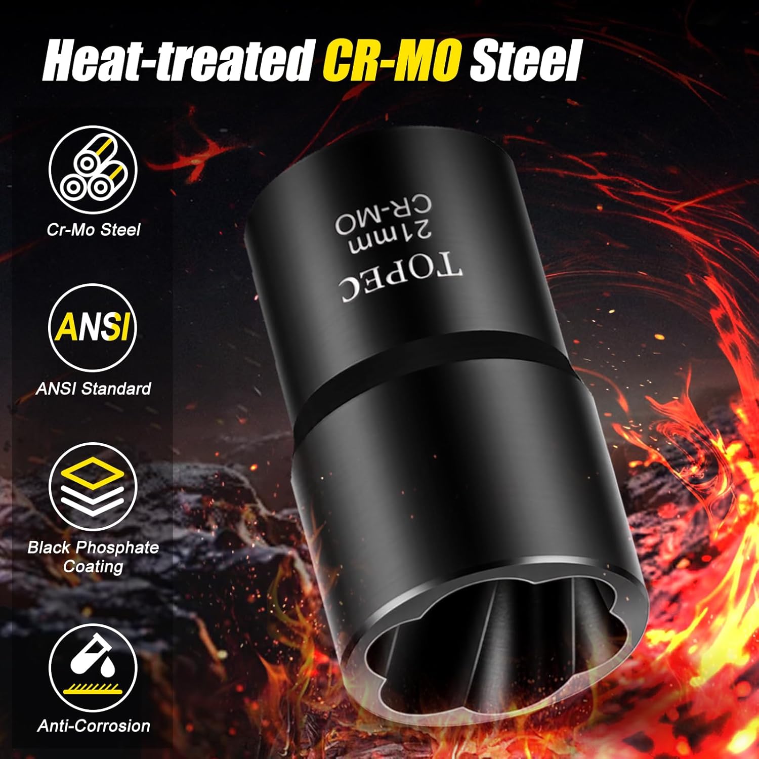 Topec Bolt Extractor Set, 10 Piece Lug Nut Remover Socket Tool, 1/2" Drive Impact Wheel Lock Removal Kit for Removing Damaged, Dead, Rusted, Rounded-Off Bolts, Lug Nuts & Screws