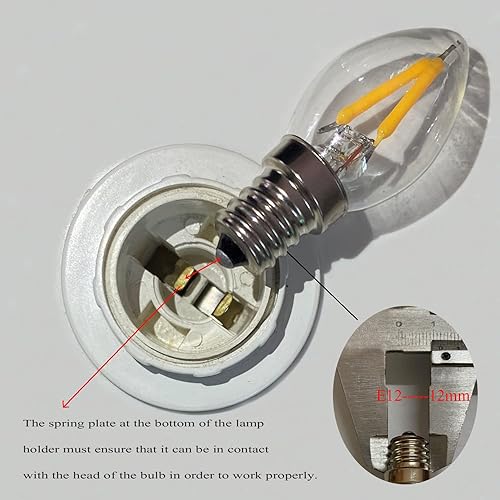 Miniatura 7 de Bombilla de luz nocturna C7 de filamento LED de 2 W, 2700 K, blanco cálido, 200 lm, lámpara base de candelabro E12 C7 con forma de mini torpedo,