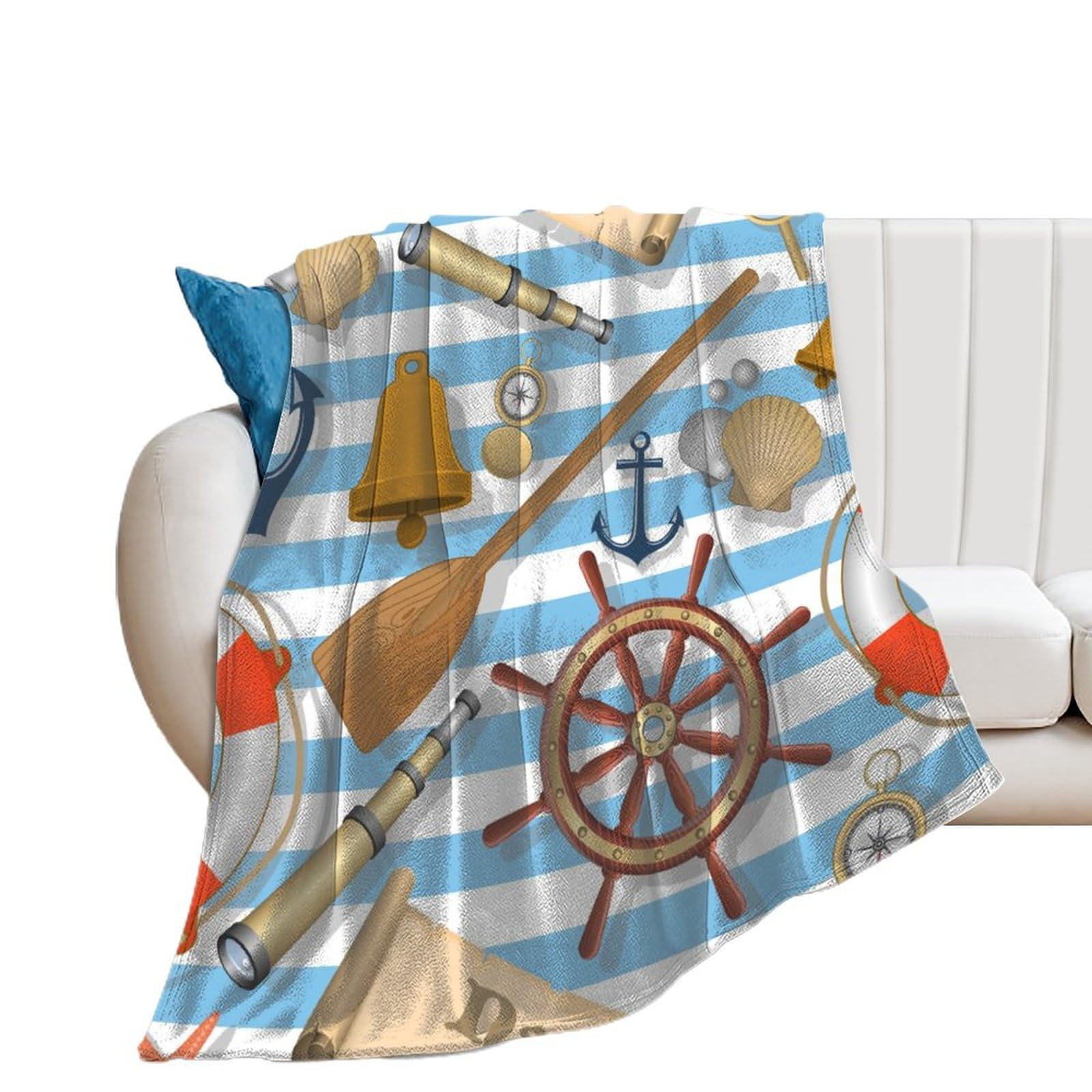 Couverture Polaire en Flanelle Gouvernail À Voile pour Protéger Votre Canapé avec Élégance