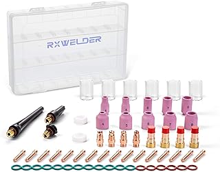 RX WELD 63PCS TIG Welding Torch Stubby Gas Lens #10 Pyrex Glass Cup Kit For WP-17/18/26 (63PCS)