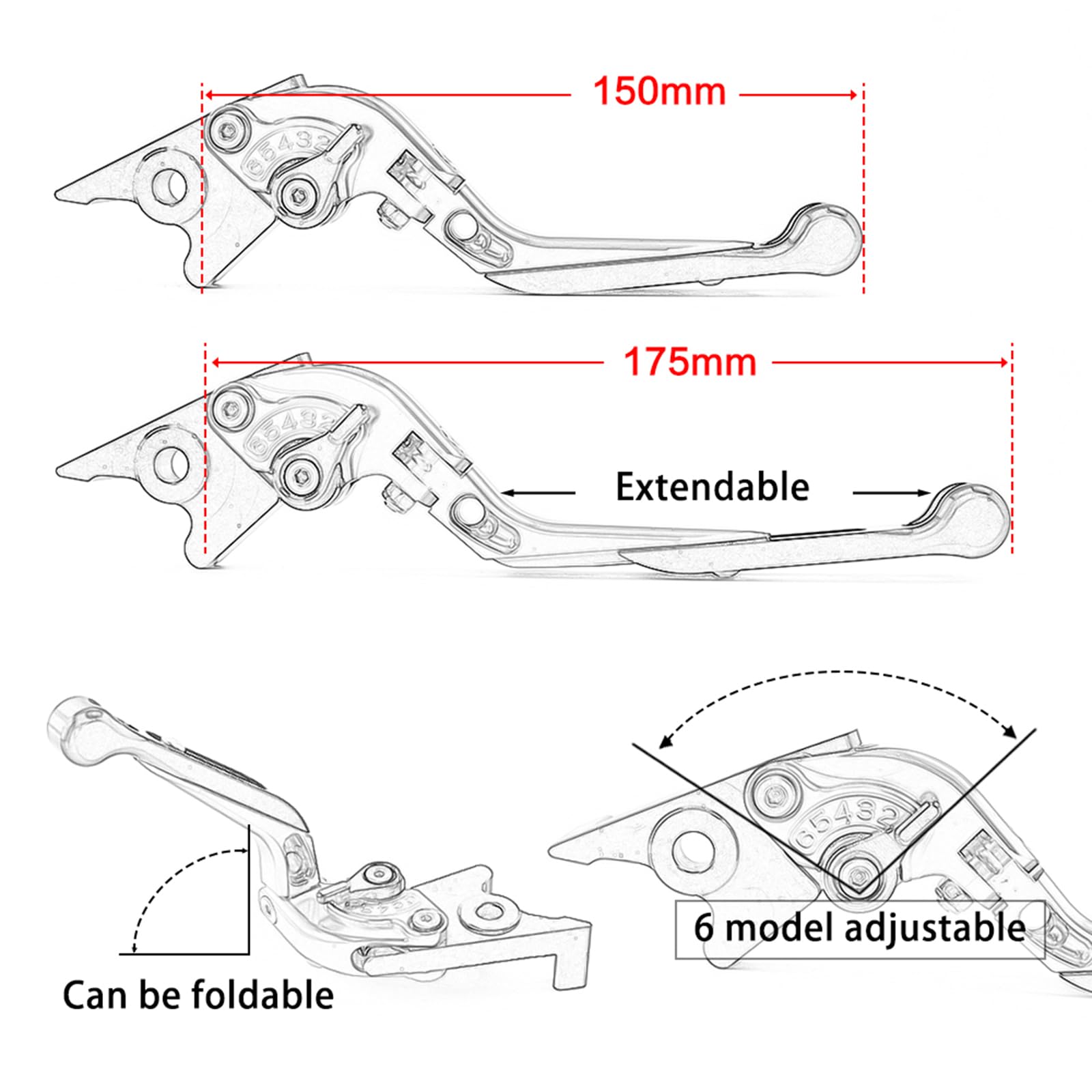 Regolabile Moto Leve Freno e Frizione in Alluminio Per CB750 Hornet 2023-2025