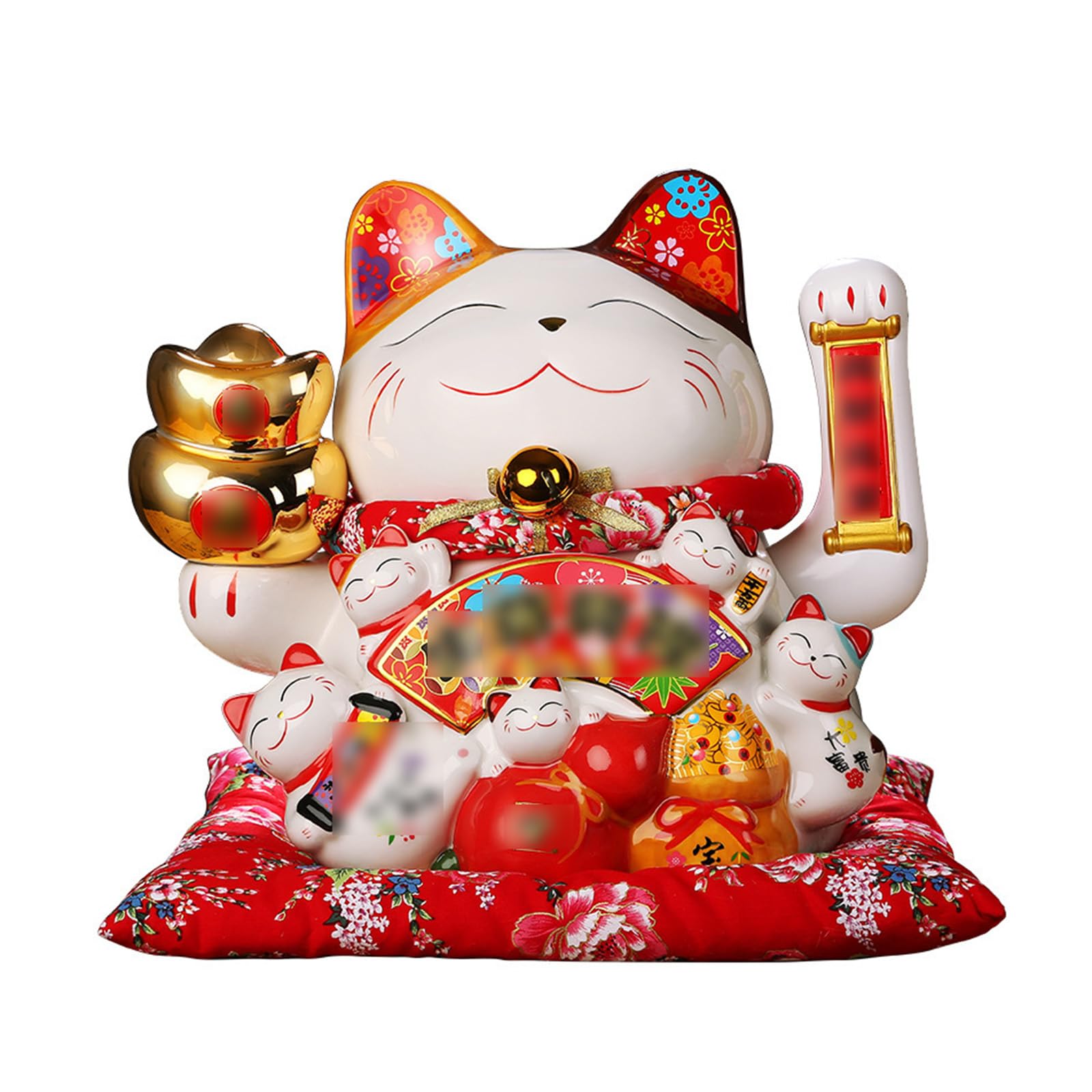 Statuetki do wystroju domu Ceramiczny falujący kot Maneki Ornament Feng Shui Dekoracja Huśtawka Kot, Czerwony