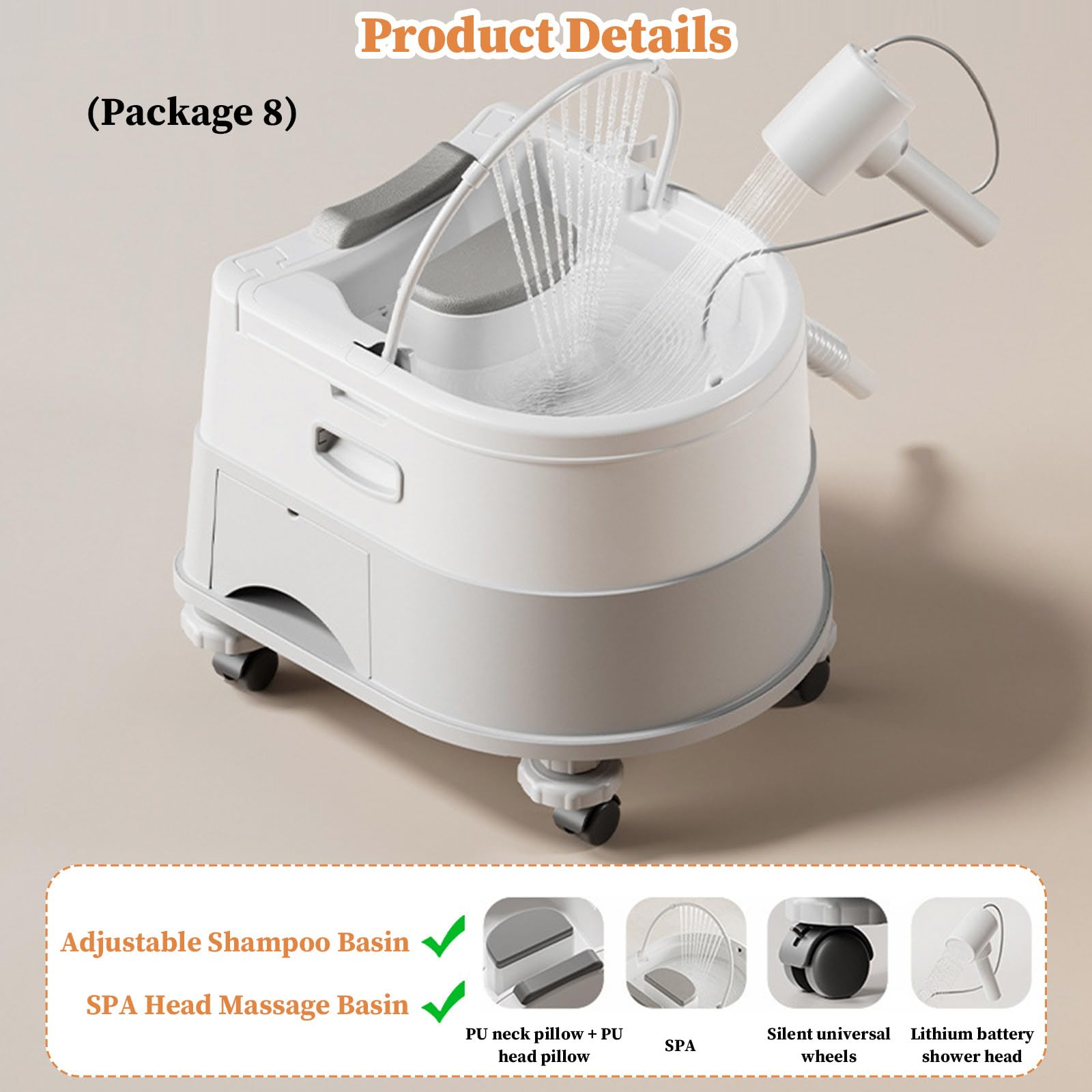 Lavabo portátil para ancianos, discapacitados y postrados en cama, equipo de spa de cabeza de cascada, herramienta mágica para un cuidado cómodo del cabello en casa