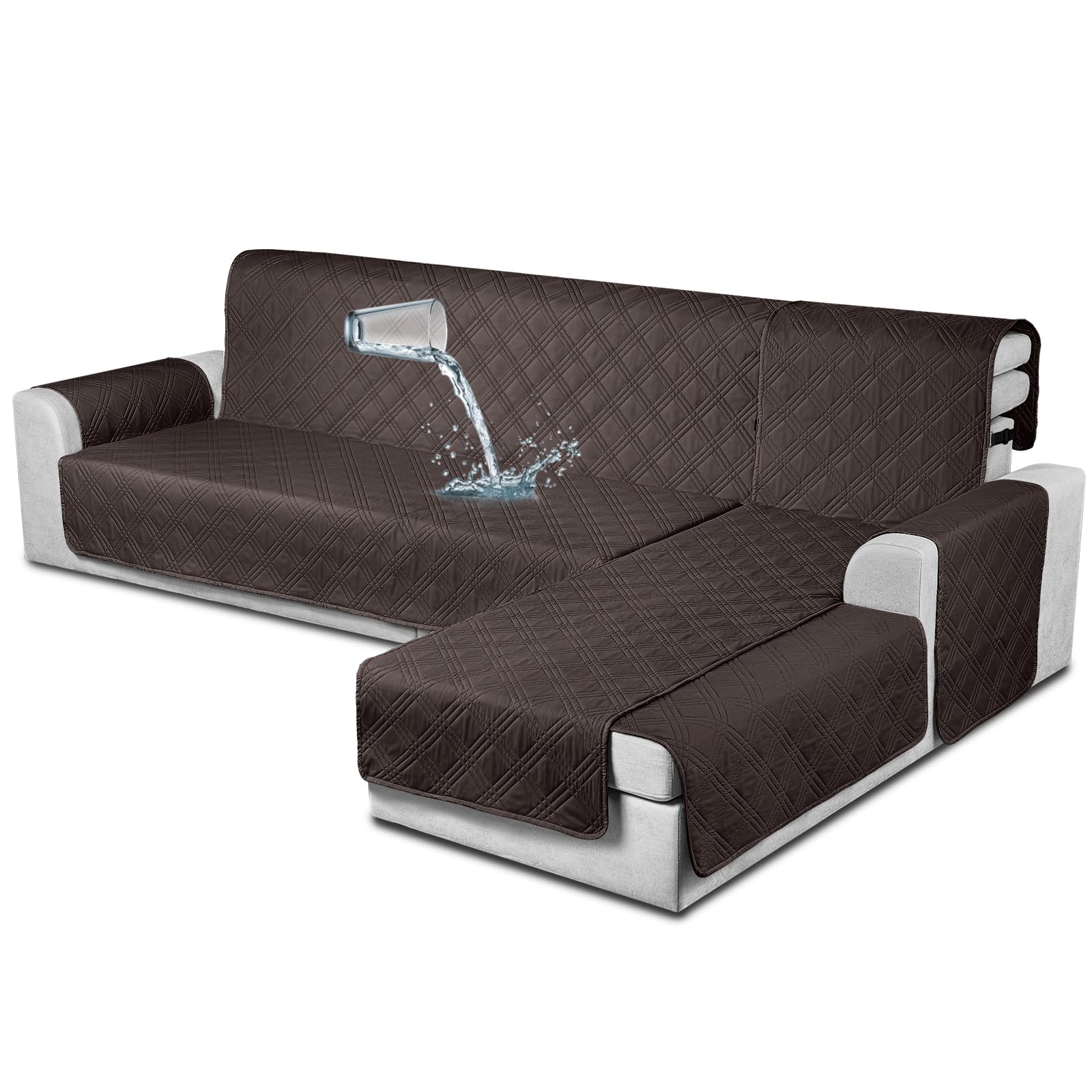 TAOCOCO Waterproof Sectional Couch Covers L Shaped Sofa Covers Chaise Lounge Cover 3pcs Reversible Sofa Covers for Sectional Sofa Pet Kids Furniture Protector with Elastic Straps(Large, Chocolate) (B09CSXL7NX) Amazon Price History, Amazon Price Tracker