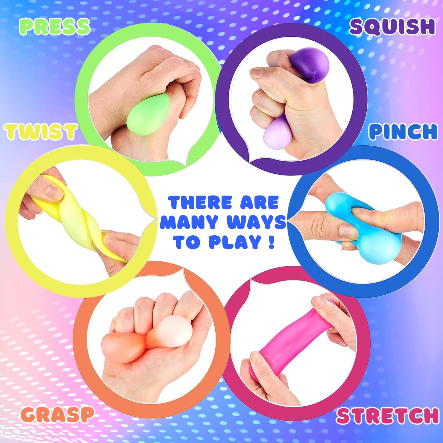 Balle Anti Stress Chien Lot De 6 Balles Anti-Stress Colorées Fidget Balls Jouets Anti-Stress Balles Anti Stress Soldes