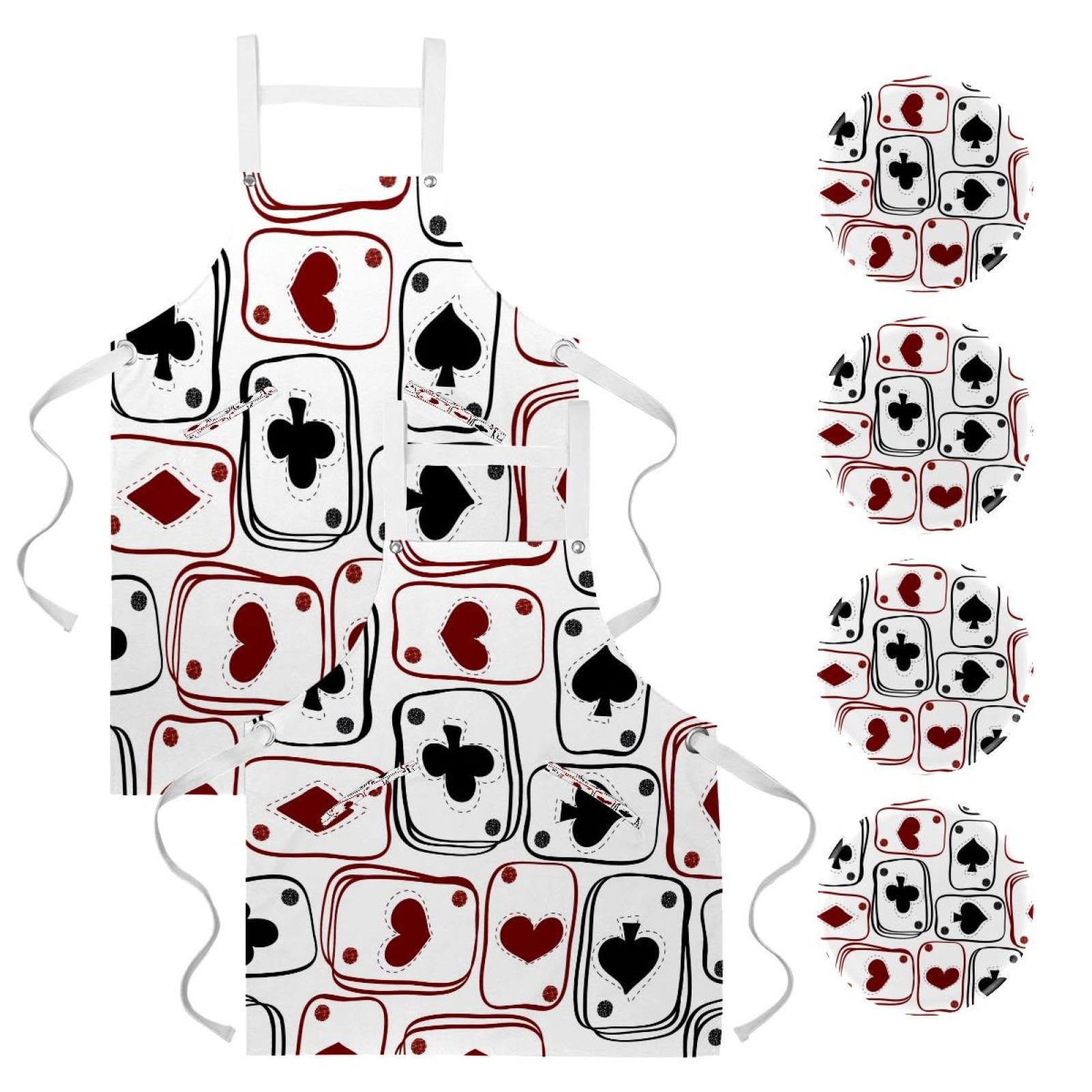 Tablier de serveuse multicolore pour restaurant et bar avec 4 broches