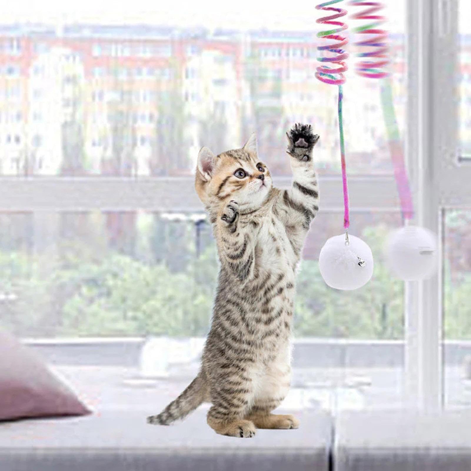 Amazon.co.jp: ぶら下げスプリングぬいぐるみボール猫のおもちゃ 1/3 