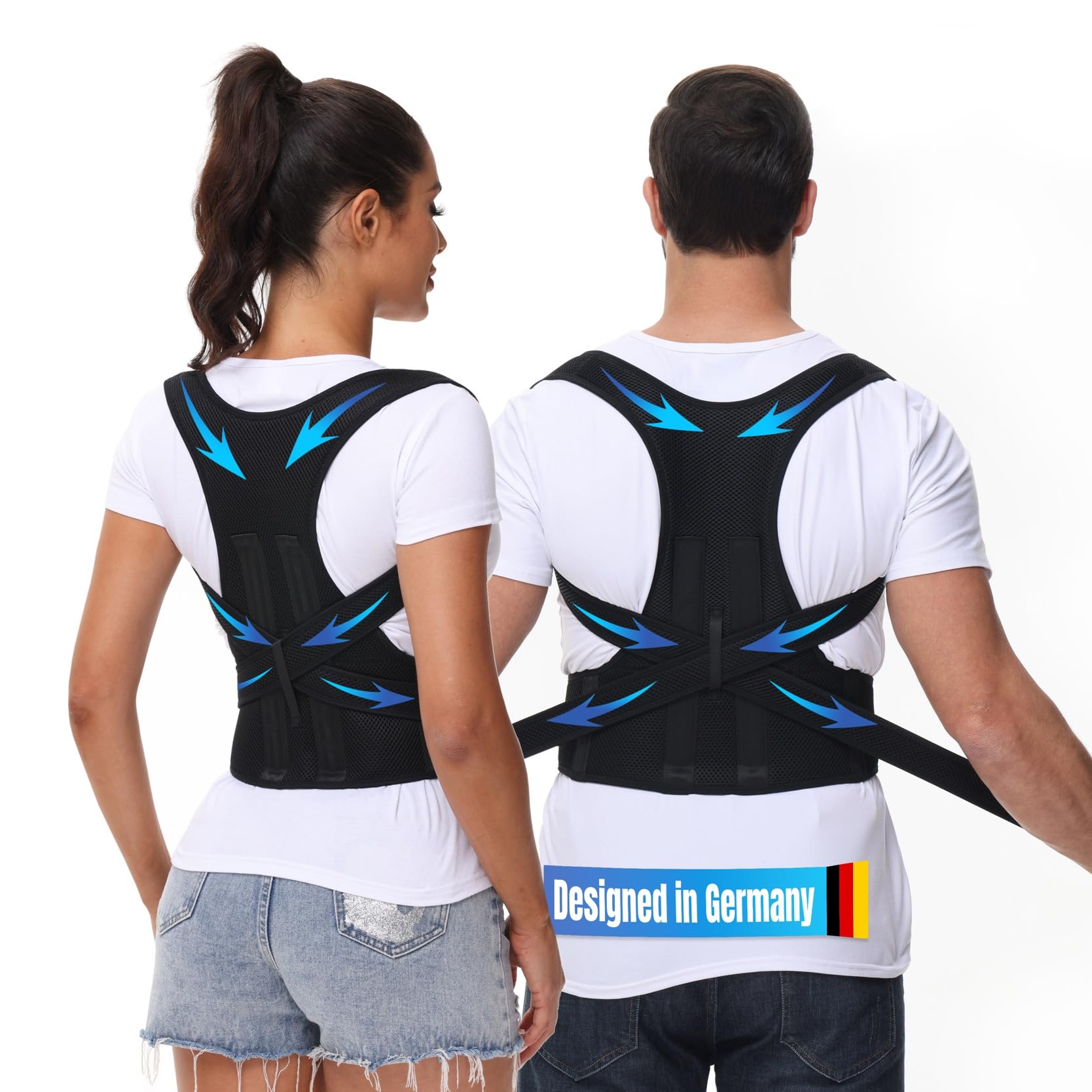 Haltungskorrektur Damen Herren Rückenstützgürtel Haltung Korrektur Gurt Back Posture Corrector Verstelbare Haltungstrainer Rückengurt für Schulter Nacken (L)