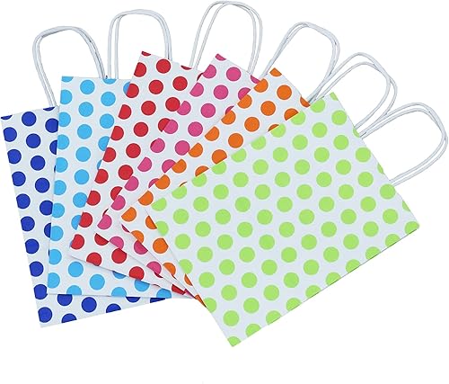 Miniatura 5 de ADIDO - Bolsas de papel rojo EVA con puntos blancos de papel kraft con asas bolsas de papel para niños, cumpleaños, bodas, fiestas y fiestas (8.2 x