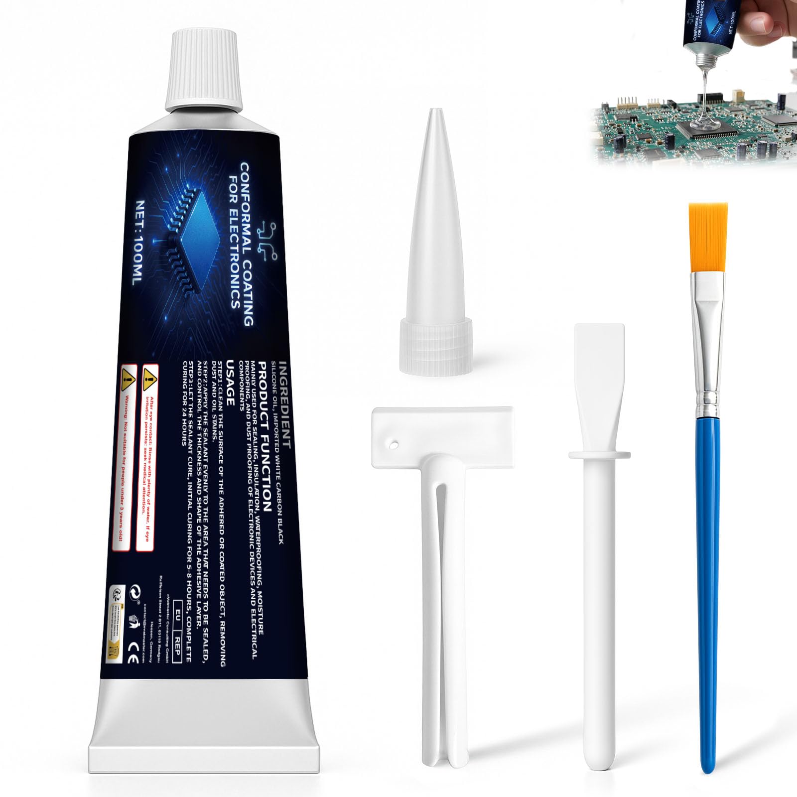 WAN2TLK 100ml Conformal Coating for Electronics, Silicone Conformal Coating Insulating Sealant, Waterproof & Heat Resistant, for Circuit Board and Component Protection