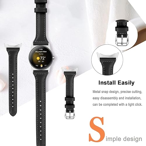 Miniatura 3 de Miimall Correa de cuero compatible con Pixel Watch 21, correa de cuero con diseño en forma de T, correa de repuesto para Google Pixel Watch 2Pixel