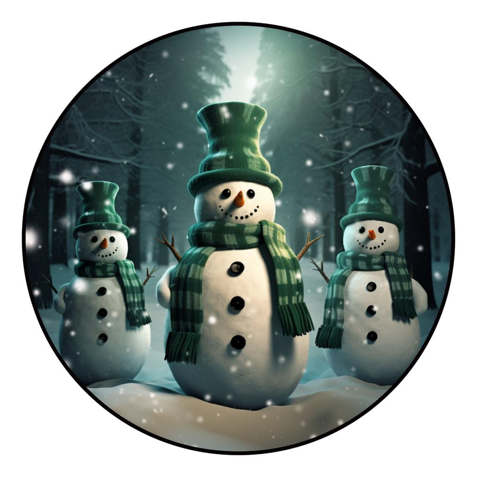 Customized Area Rug Carpet, Snowman at Night Printed Carpet Anti Slip Washable Personalized Area Carpet for Bedroom Living Room Office Garden Balcony(