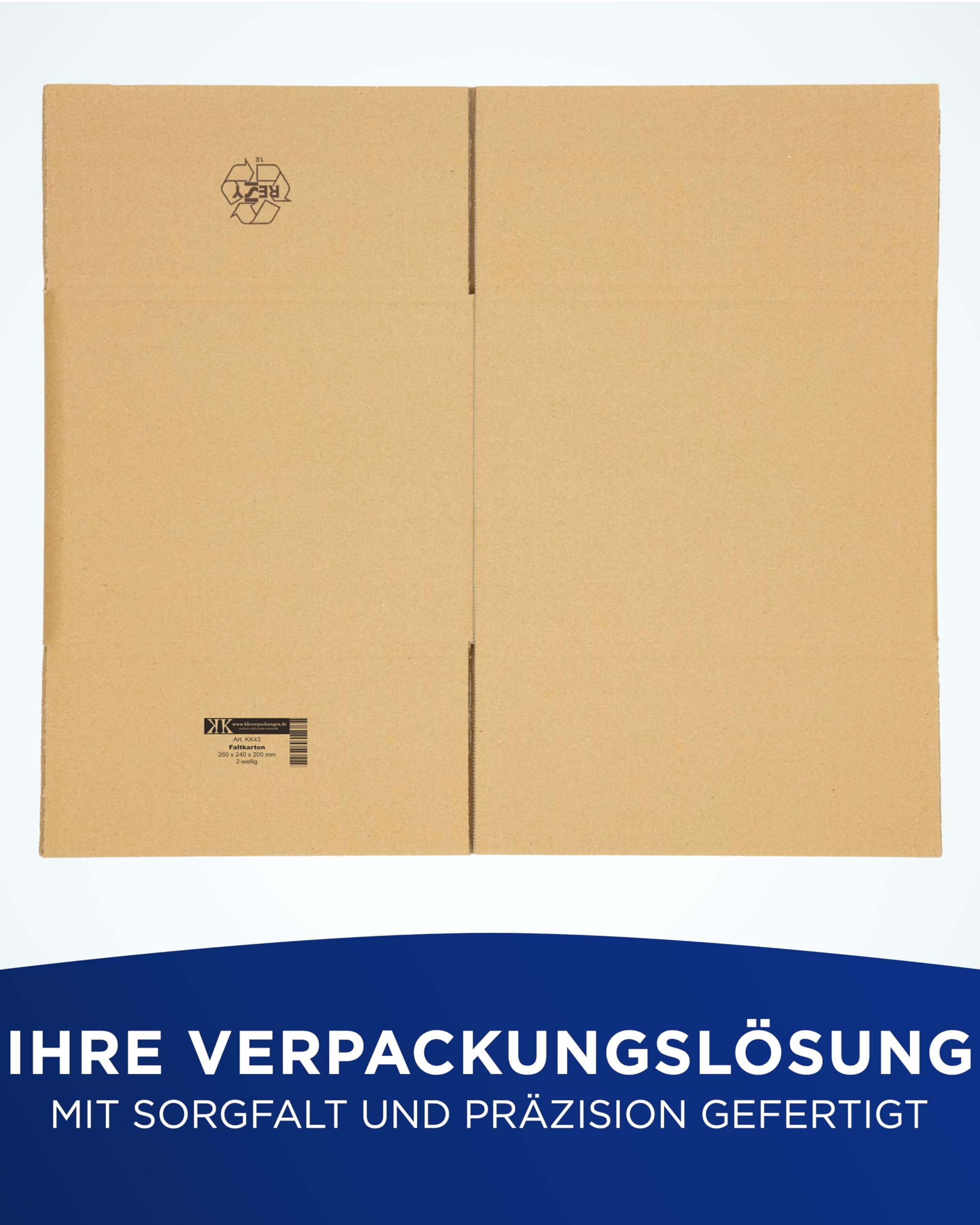 KK Verpackungen Versandkartons 260 x 240 x 200 mm Braun 2-wellig (Außenmaß 268 x 254 x 223 mm) | 50 Stück, Faltkartons Kartons geeignet für Versand als DHL Paket DPD Hermes GLS Paketklasse S (KK43)