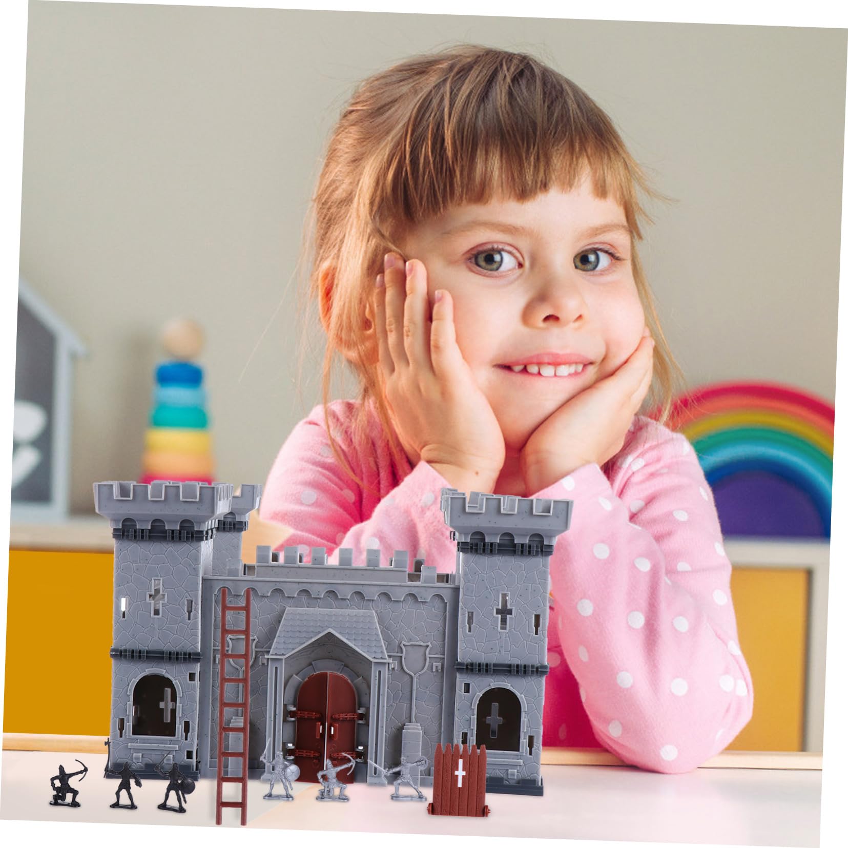 Mikinona Conjunto Ensamblado de Castillo de Juguete de Plástico para Niños y Coleccionistas, Diseño Exquisito y Liviano para Jugar E Interactuar en Mini Mundo