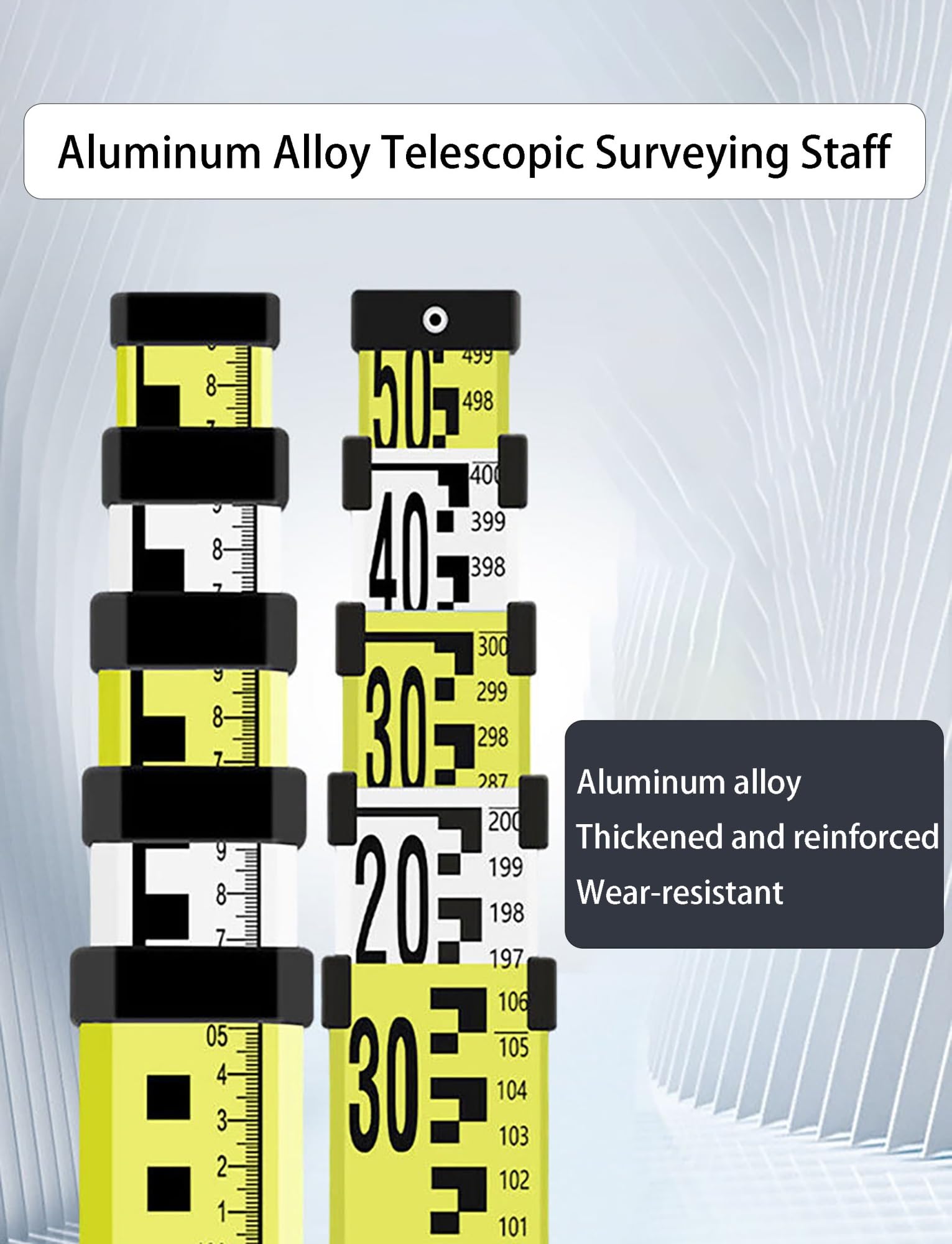 Vara de medición telescópica de Aluminio (7 m, Escala de 1 mm) con Bolsa de Transporte para topografía y construcción.