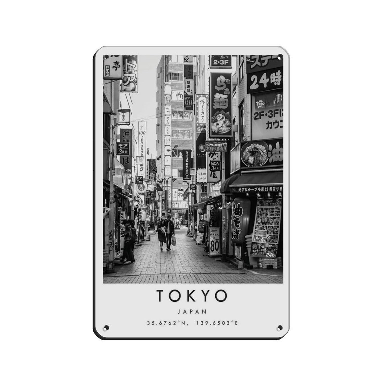 Tokyo Travel, Japan Poster Tin Sign Vintage Metal Pub Club Cafe Bar Home Wall Art Decoration Poster Retro 8x12inch(20x30cm)