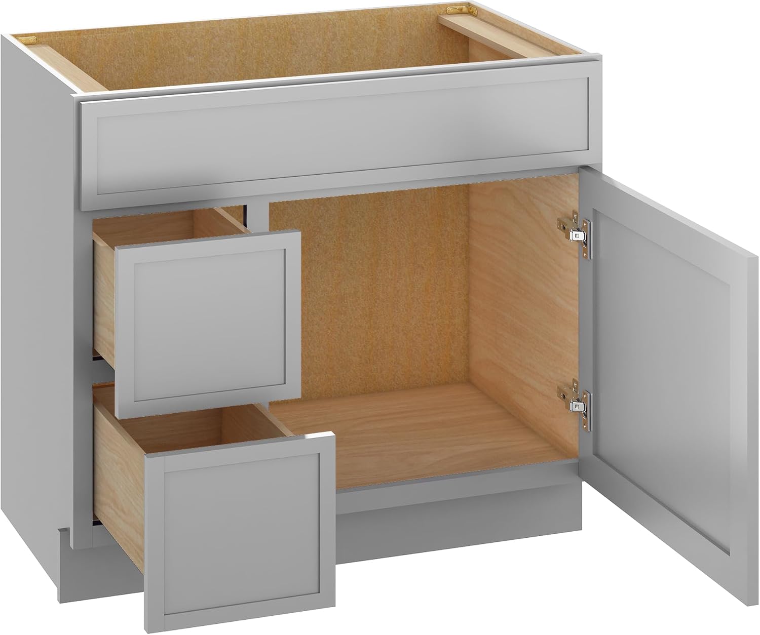 Εσωτερικό view of the Vanity Art 36 Inch Bathroom Vanity Base Cabinet with drawers open