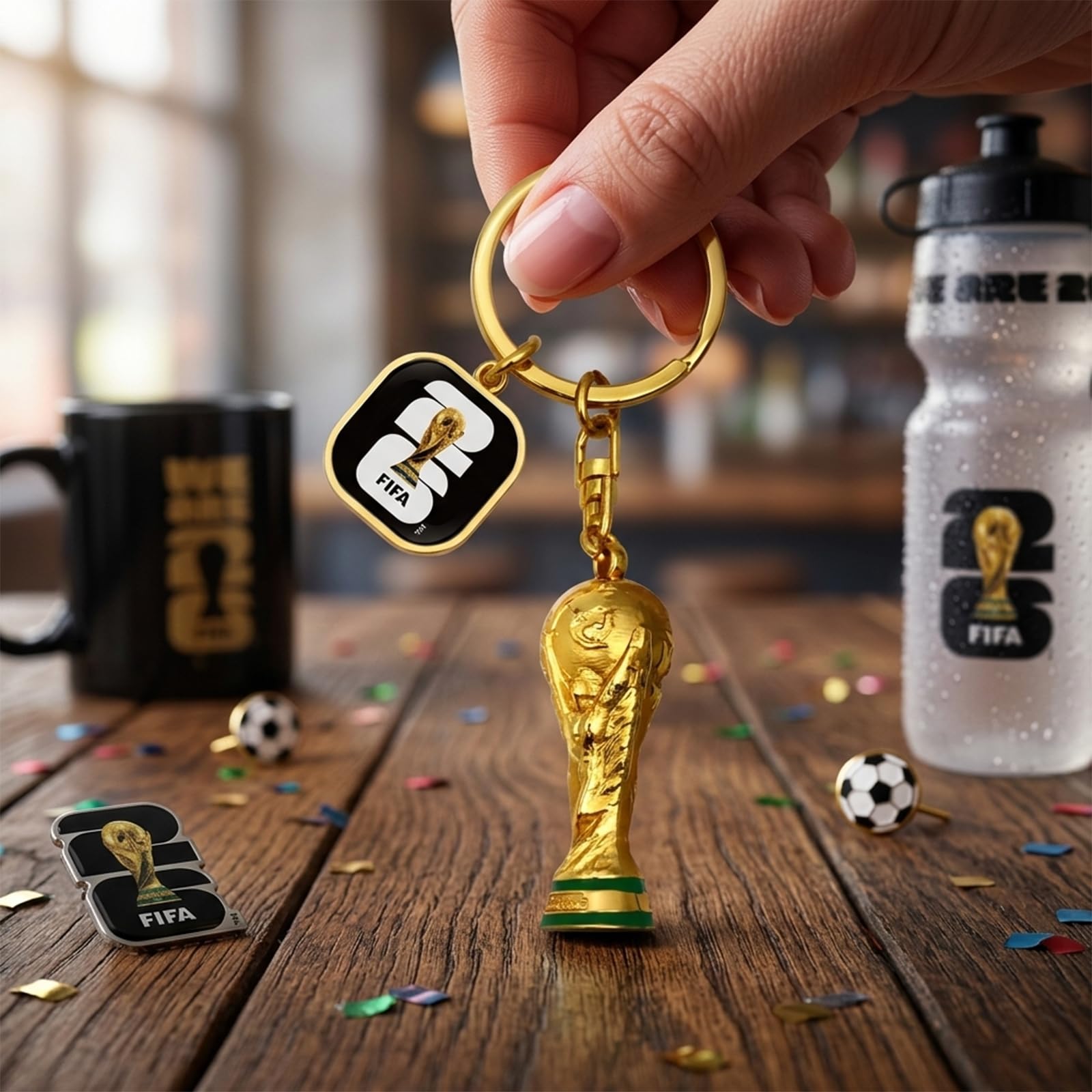 FIFA World Cup 2026 Official Gift, Portachiavi Ufficiale FIFA Coppa del Mondo 2026, lega di zinco premium, Perfetto per Zaini, Chiavi & Bagagli