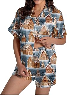Women's Lounge Sets Ghost Graphic Short Pajamas Set Halloween Loungewear Two-Piece Holiday Outfits