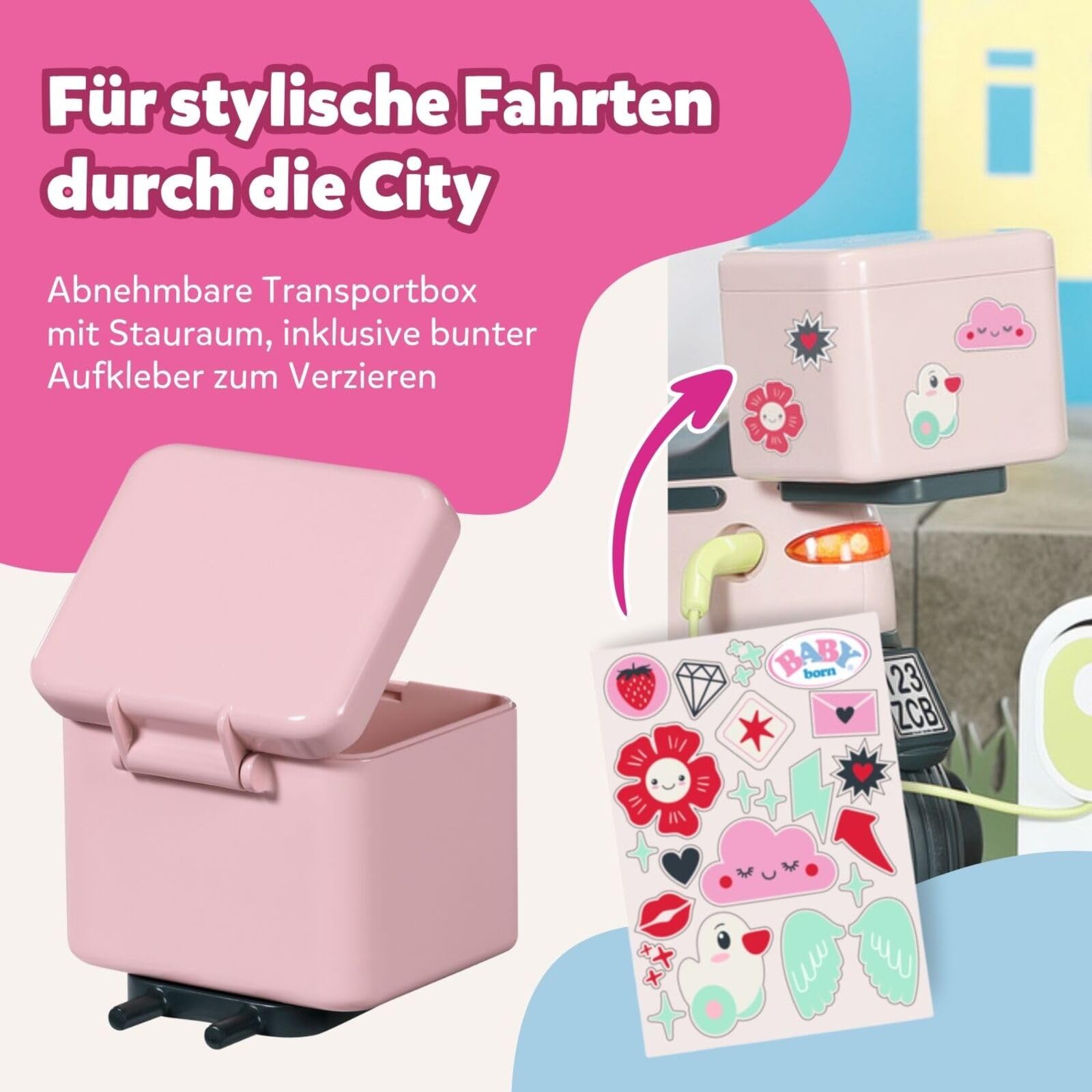 BABY Born E-Scooter - Ferngesteuerter Roller inkl. Zubehör - Funktioniert mit Batterien - Geeignet für alle 43cm Puppen