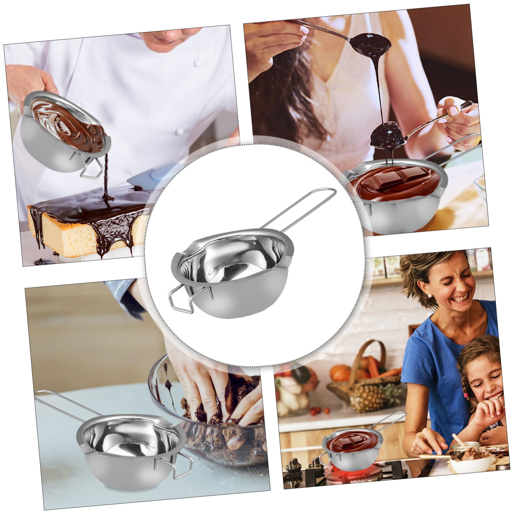 INOOMP 1Pc Stainless Steel Melting Pot Double Boiler for DIY Chocolate Candy Candle Making Kitchen Utensil with Long Handle for Melting Heating