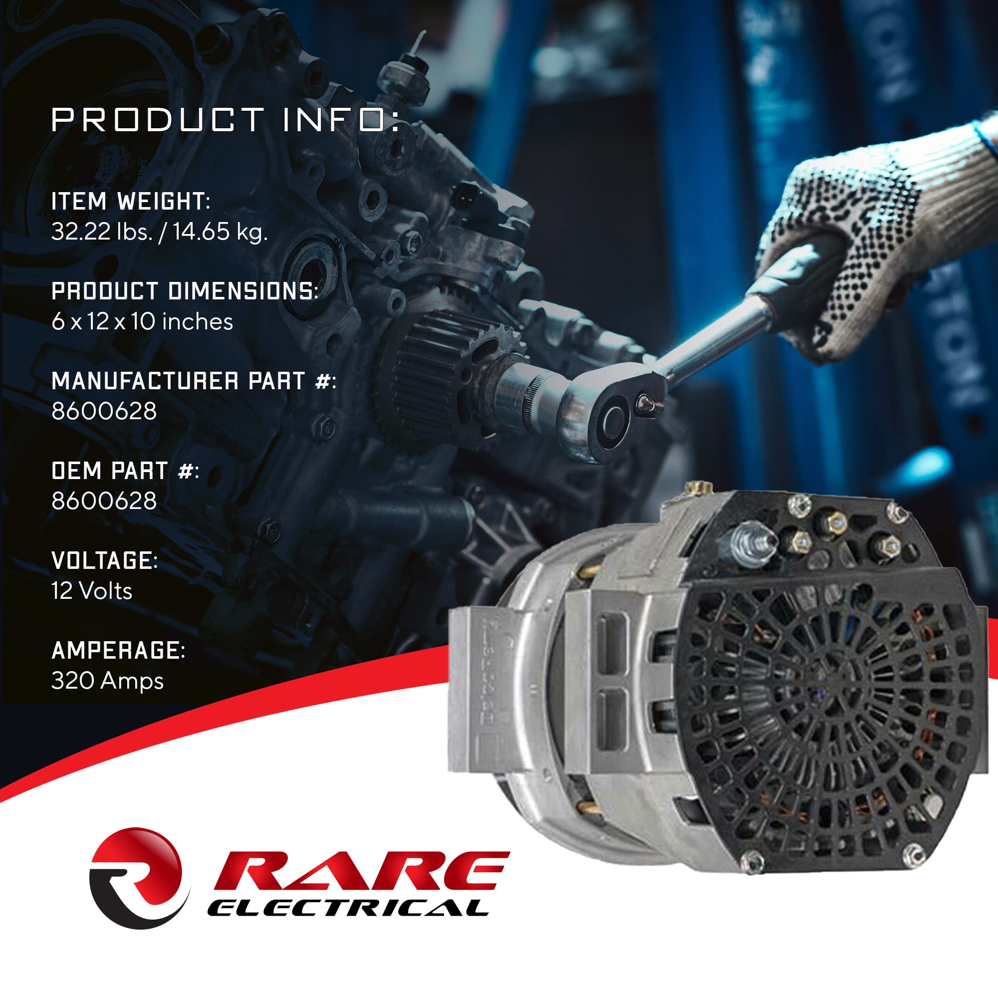 Amazon.com: RAREELECTRICAL New 12V 320 Amp Alternator Compatible  