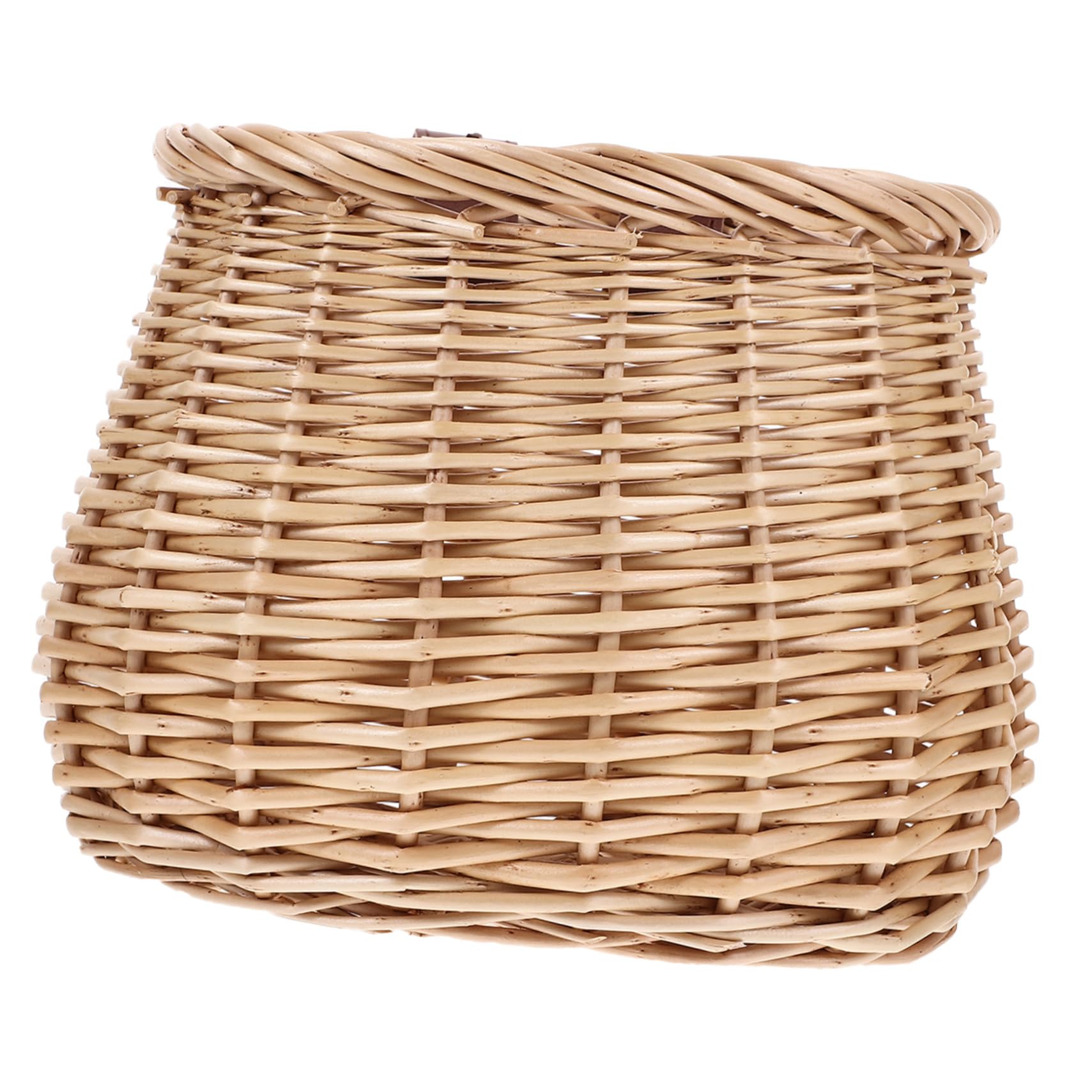 POPETPOP 1Pc Woven Rattan Bicycle Basket for Durable Natural Willow Storage with Capacity Easy Attachment for Front Handlebar for Holding Essentials and Umbrella