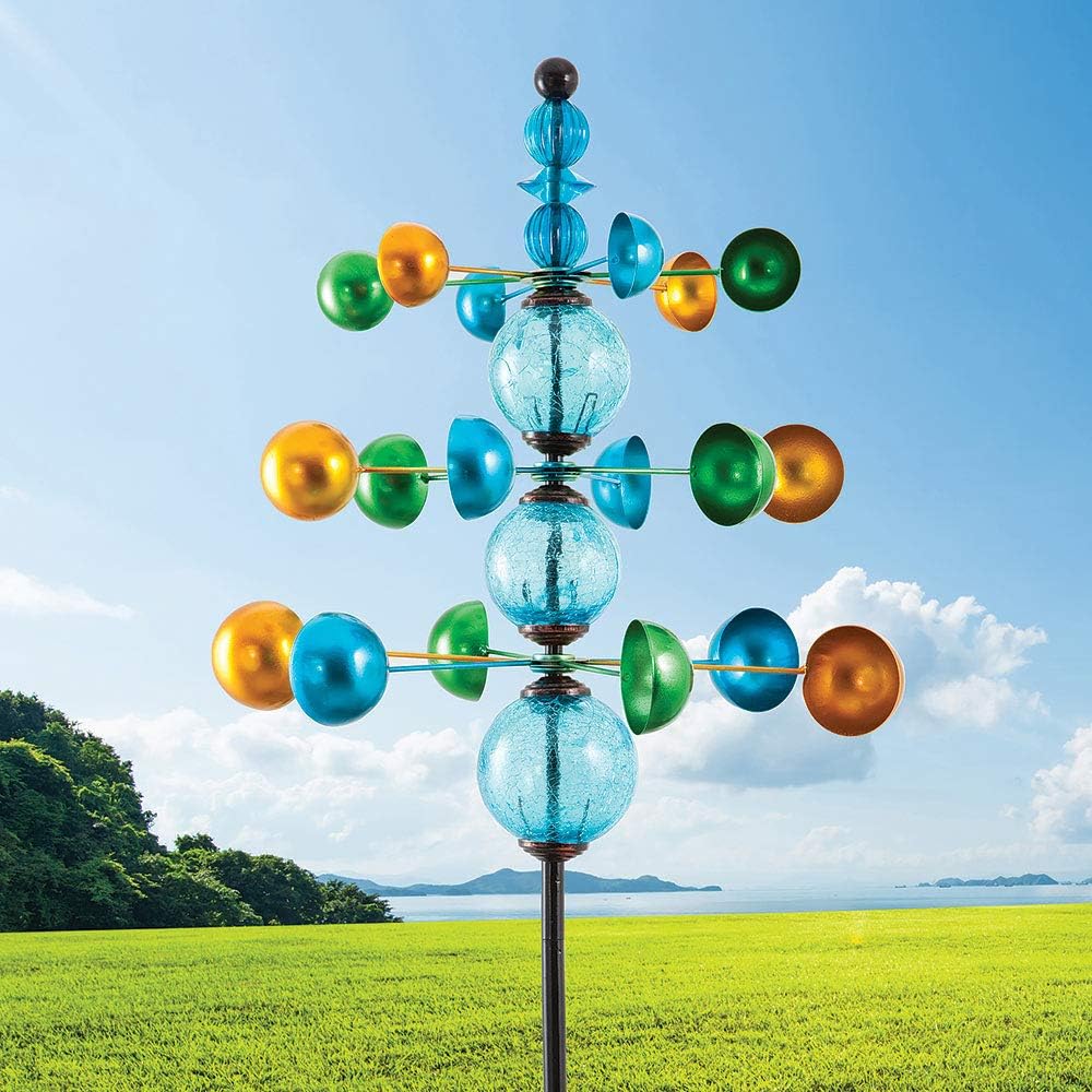 Bits and Pieces - Galaxy Wind Spinner - Decoration Décor Outdoor Garden Lawn Home Landscape Metal Rainbow Sculpture Stake