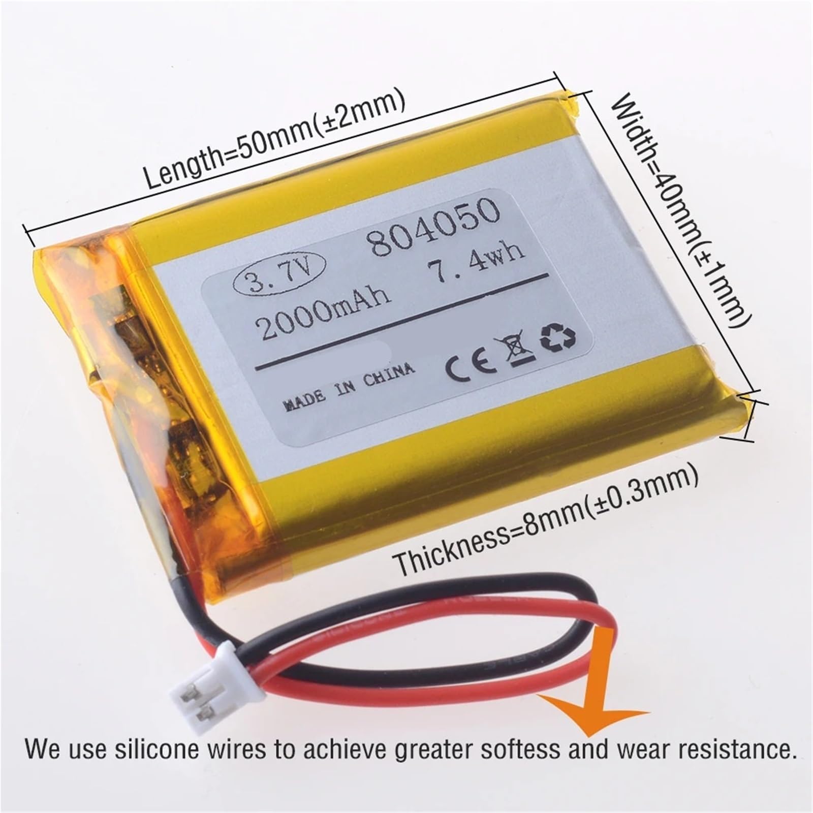 804050 3,7 V 2000 mAh (1 Unidad)(2.0 2P Cable 10CM)