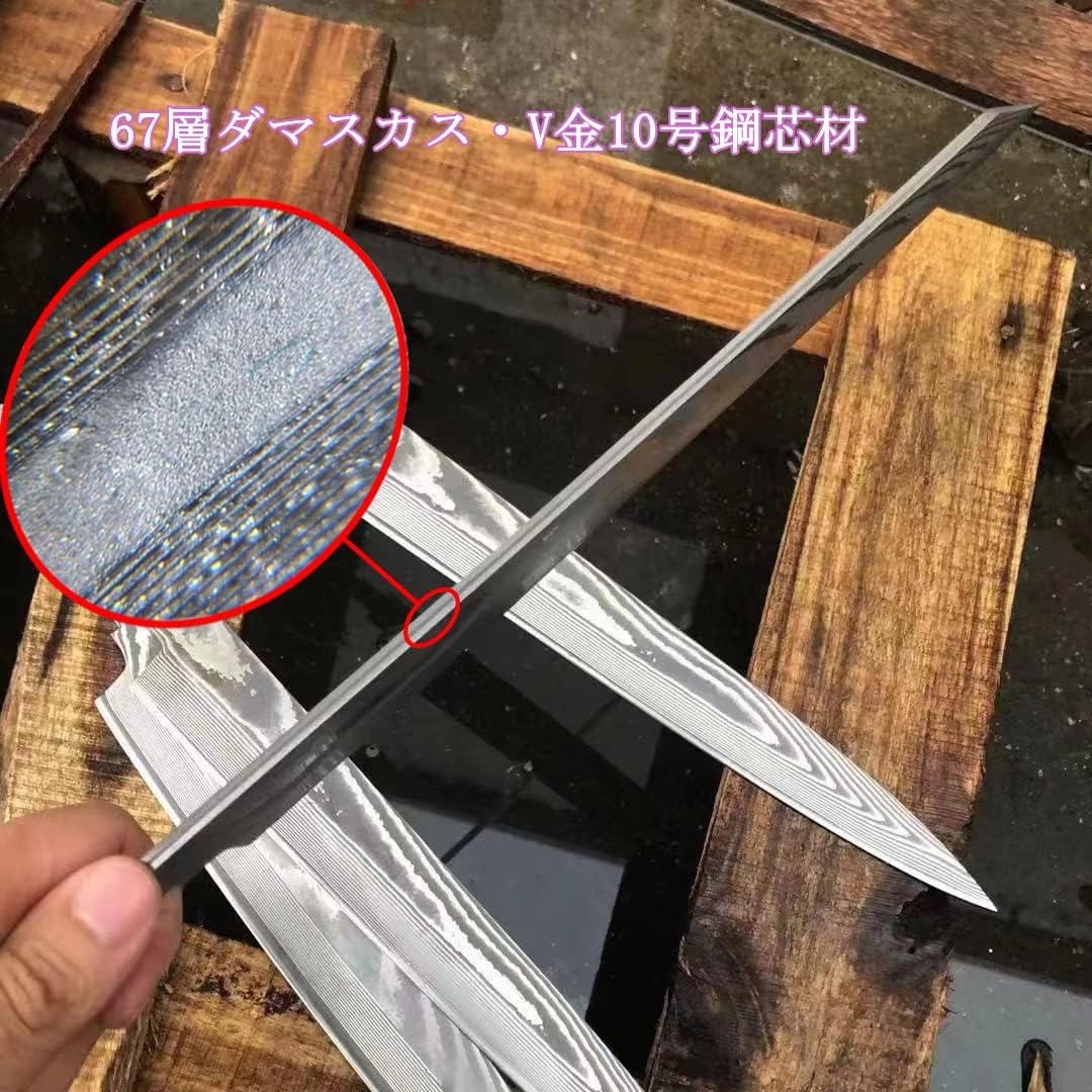 柳刃包丁9寸 V金10号 高級品 黄檀水牛八角柄新品箱入り。.