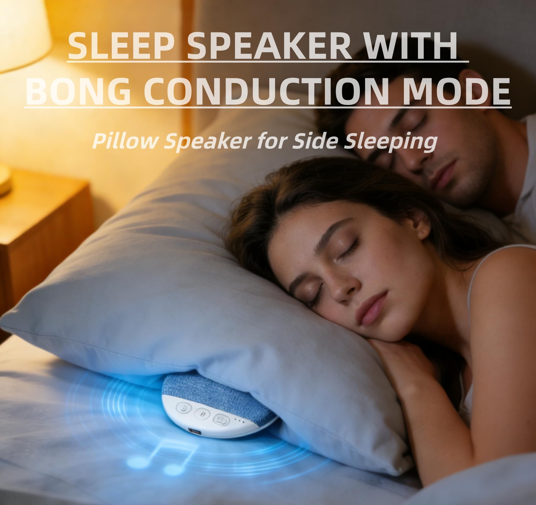 2026 New Bluetooth Pillow Speaker Pro for Sleeping, Under Pillow Speaker with Sleep Timer & White Noise, Thin Speaker for Bed, Hi-Fi Sound, 48H Battery, Type-C, Private Listening for Adults & Kids — view 2