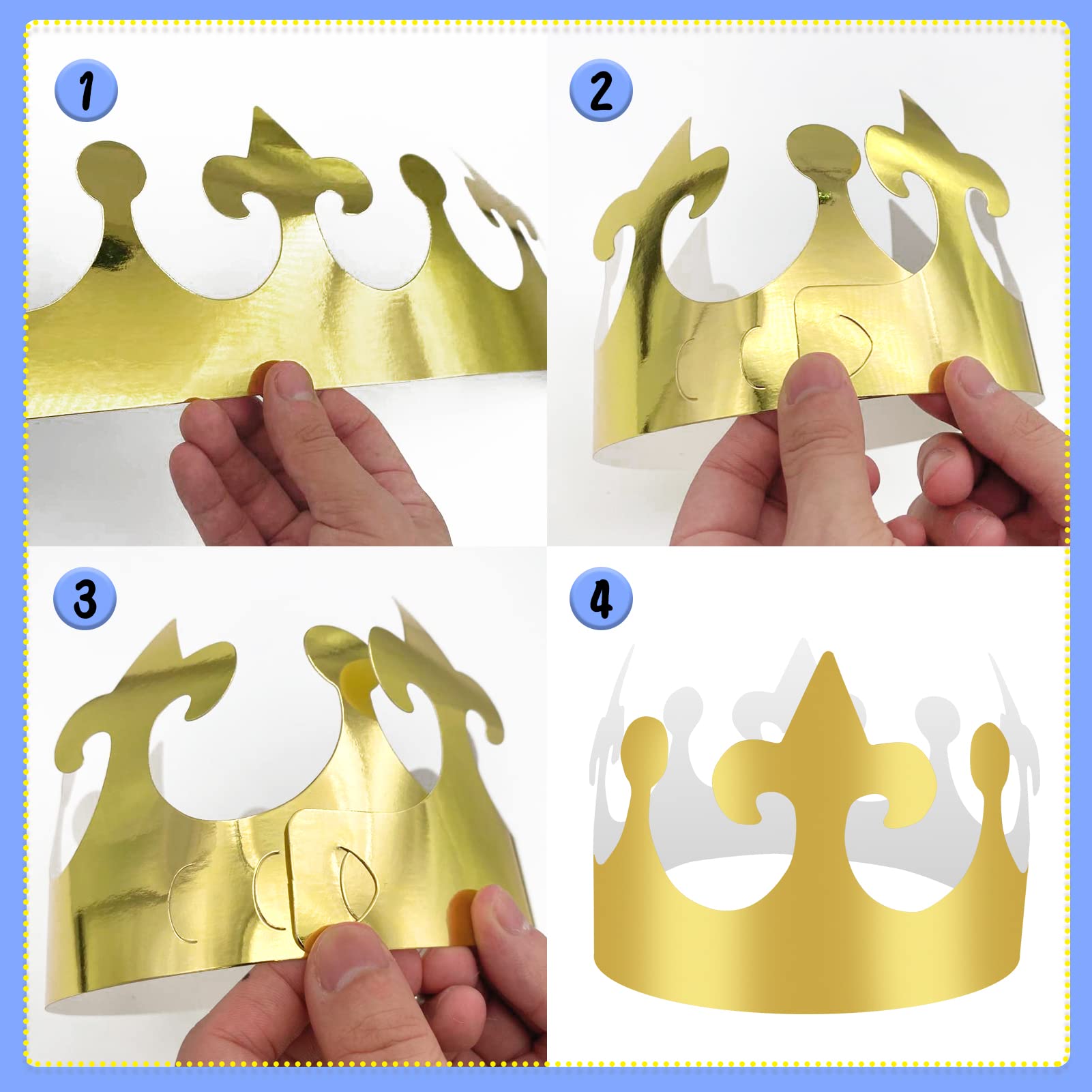 36 Stück Papierkronen Goldene Partykronen Prinzessin Prinz Krone Kinder Geburtstag Party König Hüte für Kinder Erwachsene