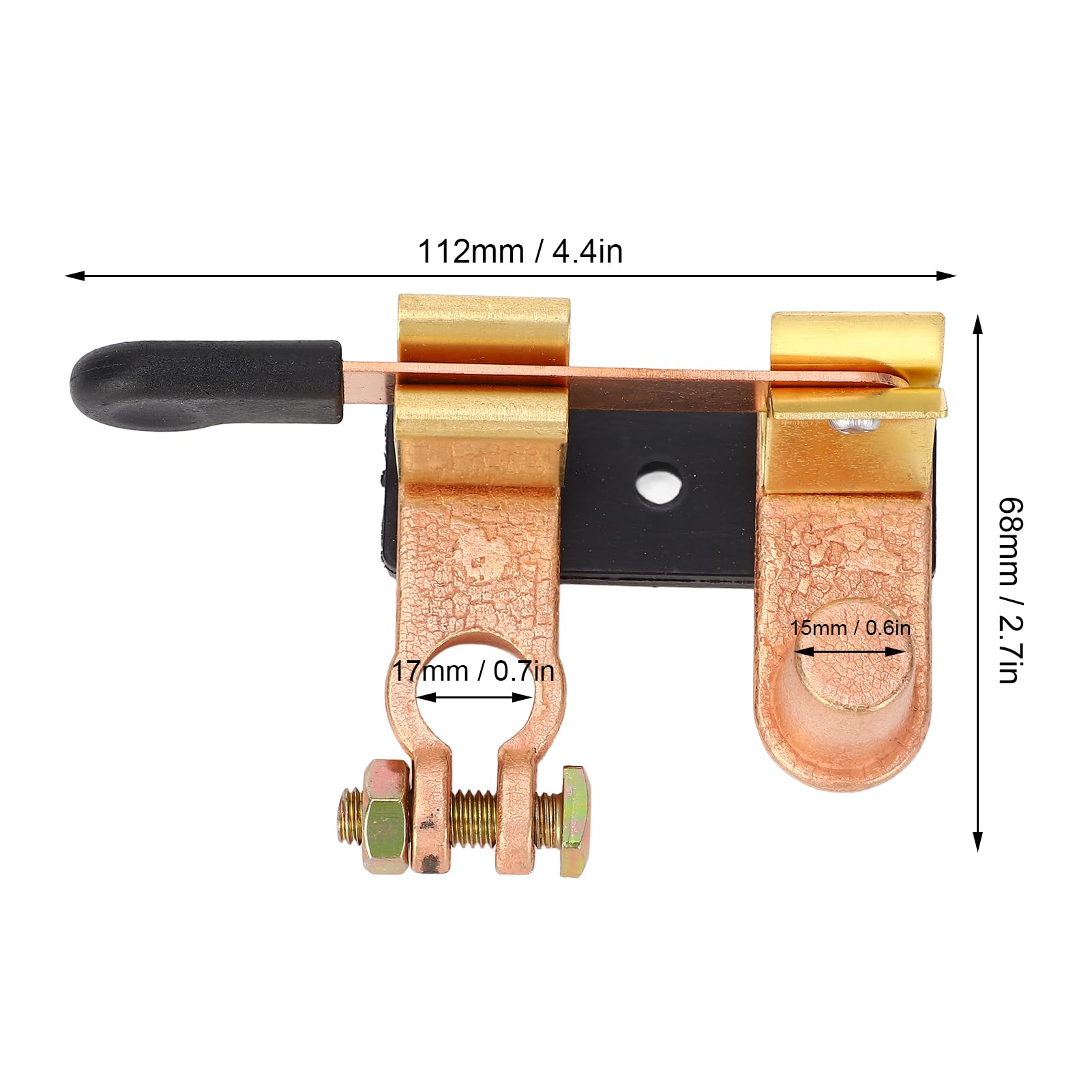 Top Post Knife Blade Master Switch, Battery Disconnect Switch with Wrench, 12V 24V 250A Brass, Compact and Portable for Cars, RVs, Boats, Buses, Trucks, Tractors, Preventing