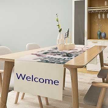 Custom Table Cloth Personalized Table Runner with Business Logo Design Your Own Photo Text Durable Soft Banner Tablecloth for Birthday Wedding Anniversary
