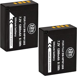 BM Premium 2 Pack of NP-W126S High Capacity Battery for Fujifilm FinePix X-S10, X-T100, XT-200 X-100F X-100V X-A7 X-H1 X-T10 X-T20 X-T30 X-A2 X-A3 X-A5 X-A10 X-E1 X-E2 X-E2S X-E3 X-T1 X-T2 X-T3 Camera